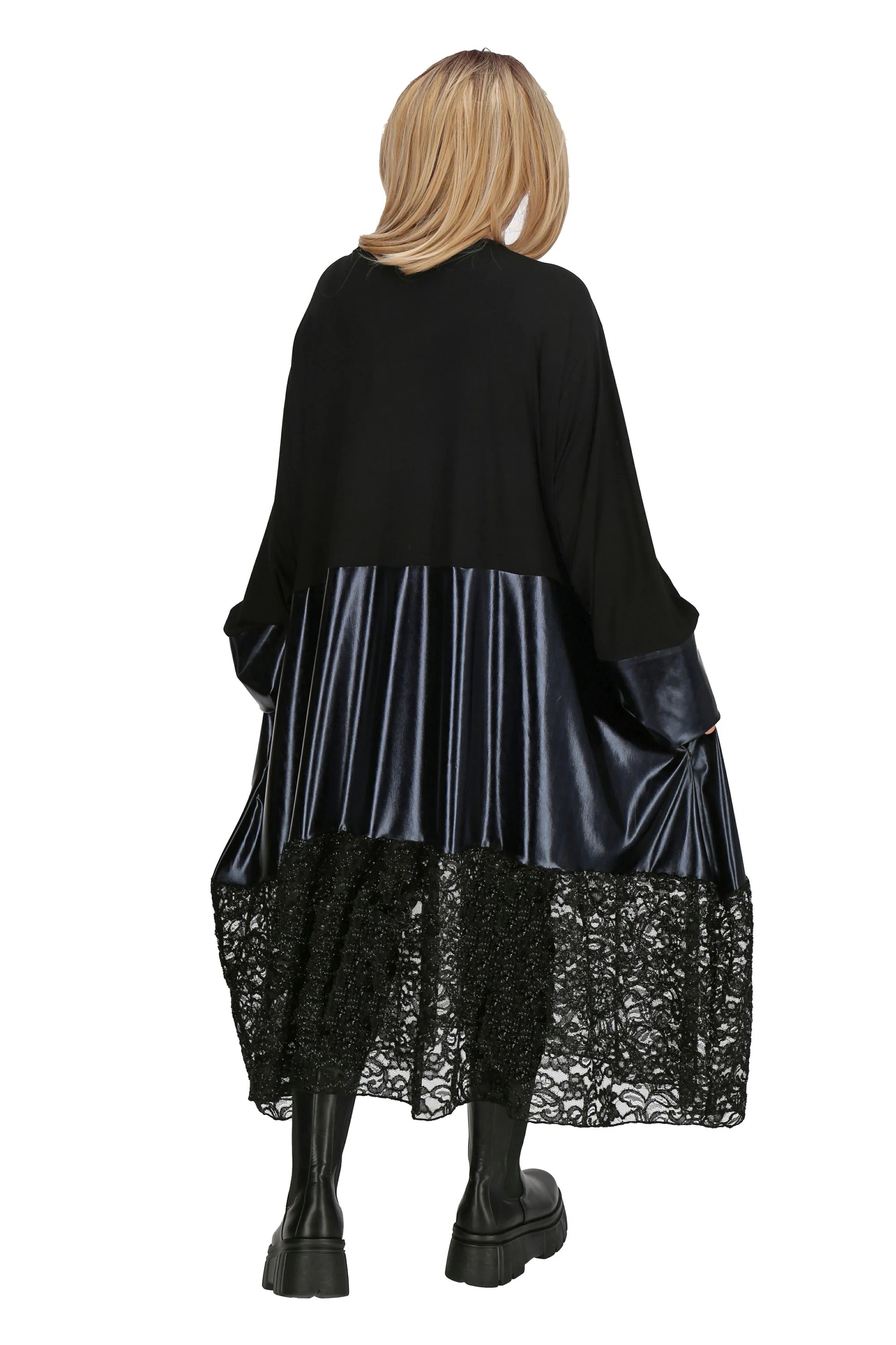  Ballonkleid von AKH Fashion aus Viskose, 1227.06712, Schwarz-Metalic, Unifarben, Schick