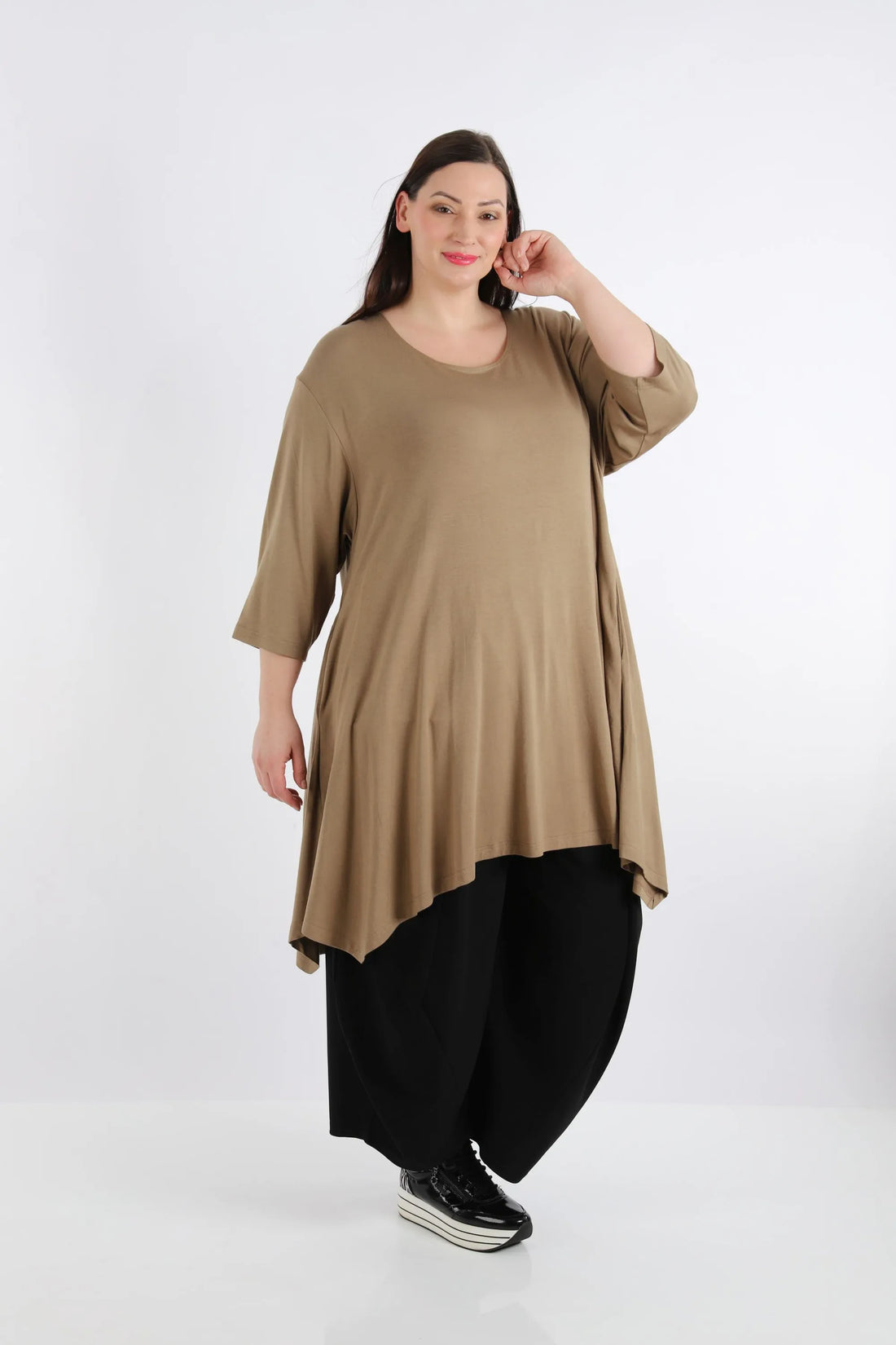  A-Form Shirt von AKH Fashion aus Viskose, 1233.02030, Cognac, Schick, Modern, Bequem