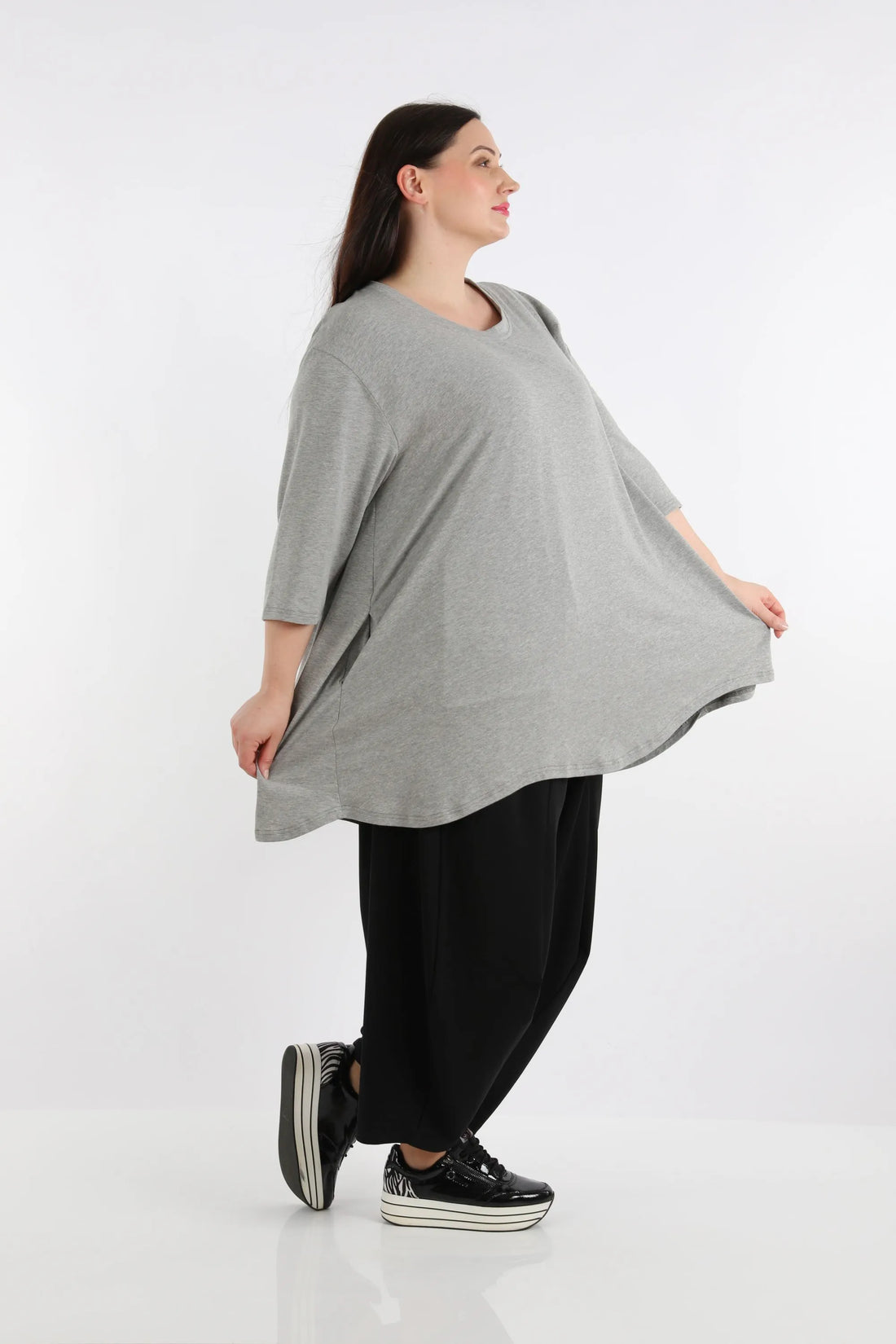  A-Form Shirt von AKH Fashion aus Viskose, 1233.02135, Grau, Schick, Modern, Bequem