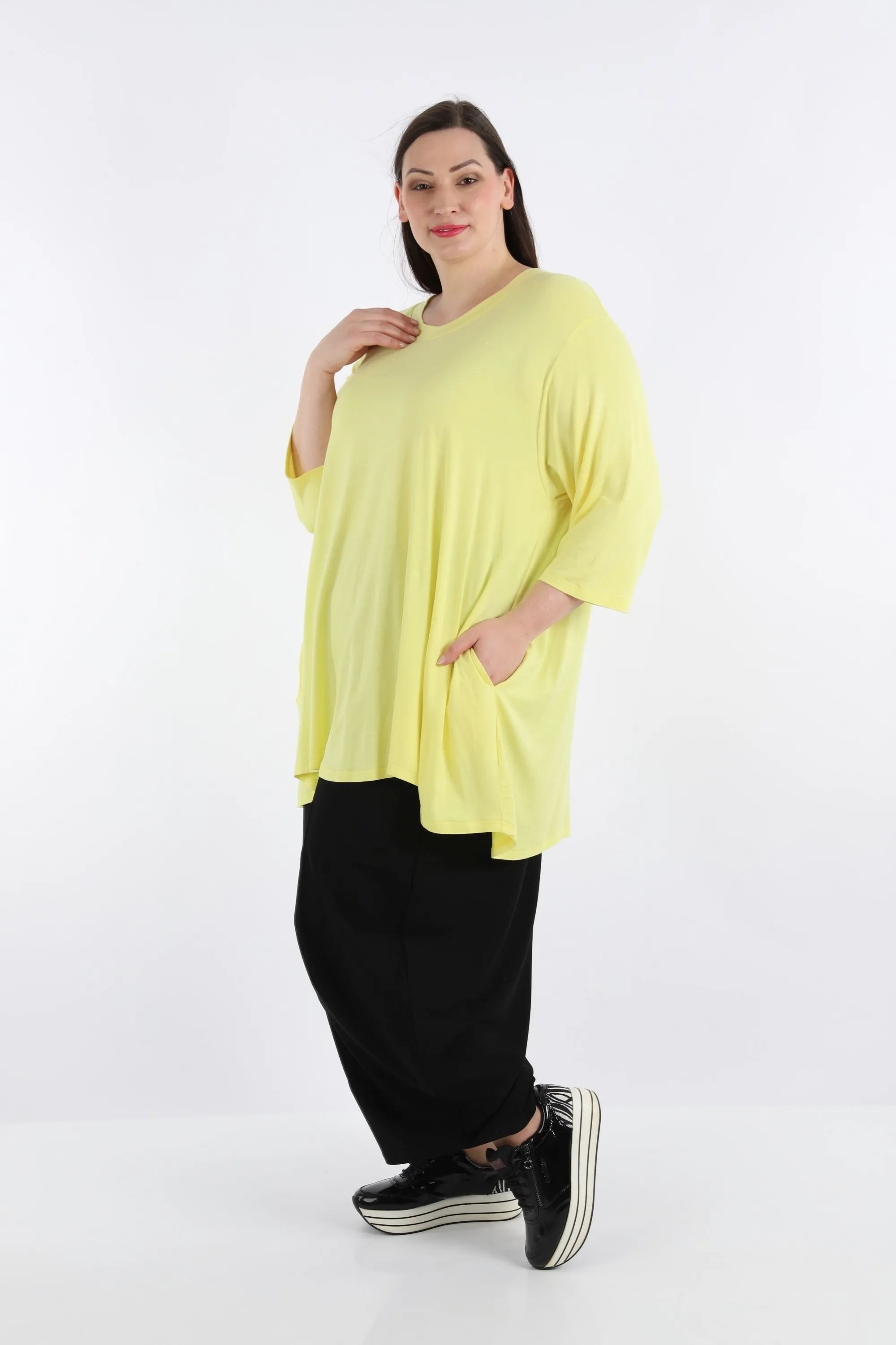  A-Form Shirt von AKH Fashion aus Viskose, 1233.02135, Gelb, Schick, Modern, Bequem