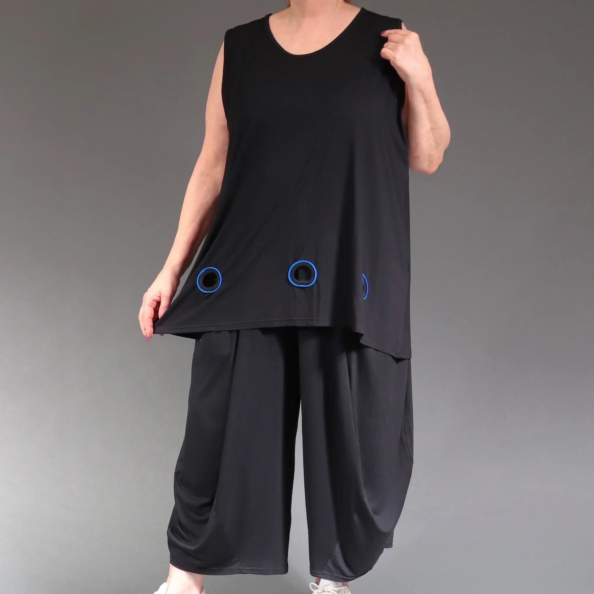  Top von AKH Fashion aus Viskose in gerader Form, 1238.06675, Schwarz-Blau, Schick, Modern