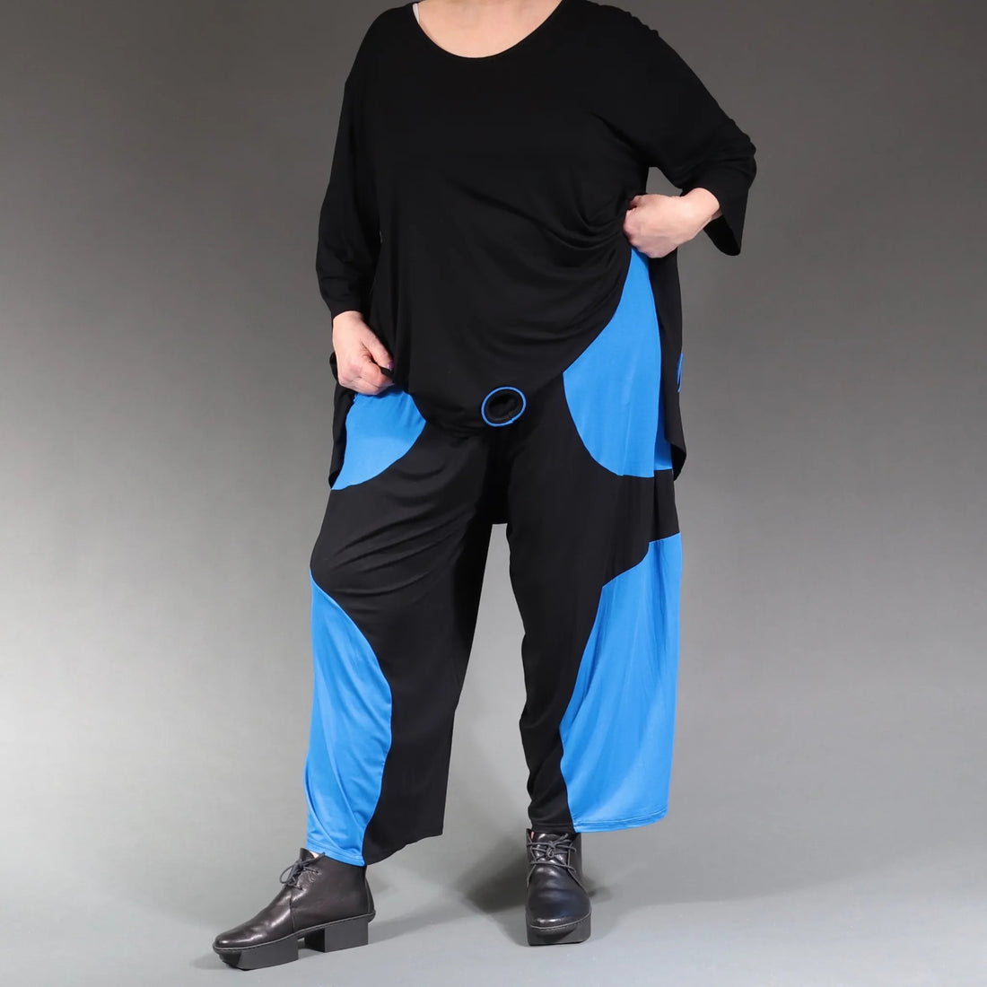  Ballonhose von AKH Fashion aus Viskose, 1238.06914, Schwarz-Blau, Unifarben, Ausgefallen