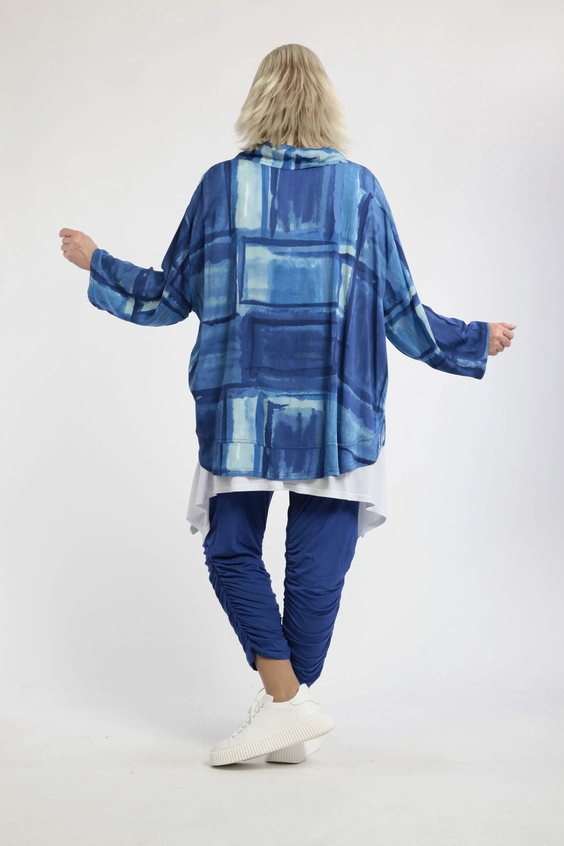  Jacke von AKH Fashion aus Viskose in gerundeter Form, 1242.06910, Azurblau, Ausgefallen