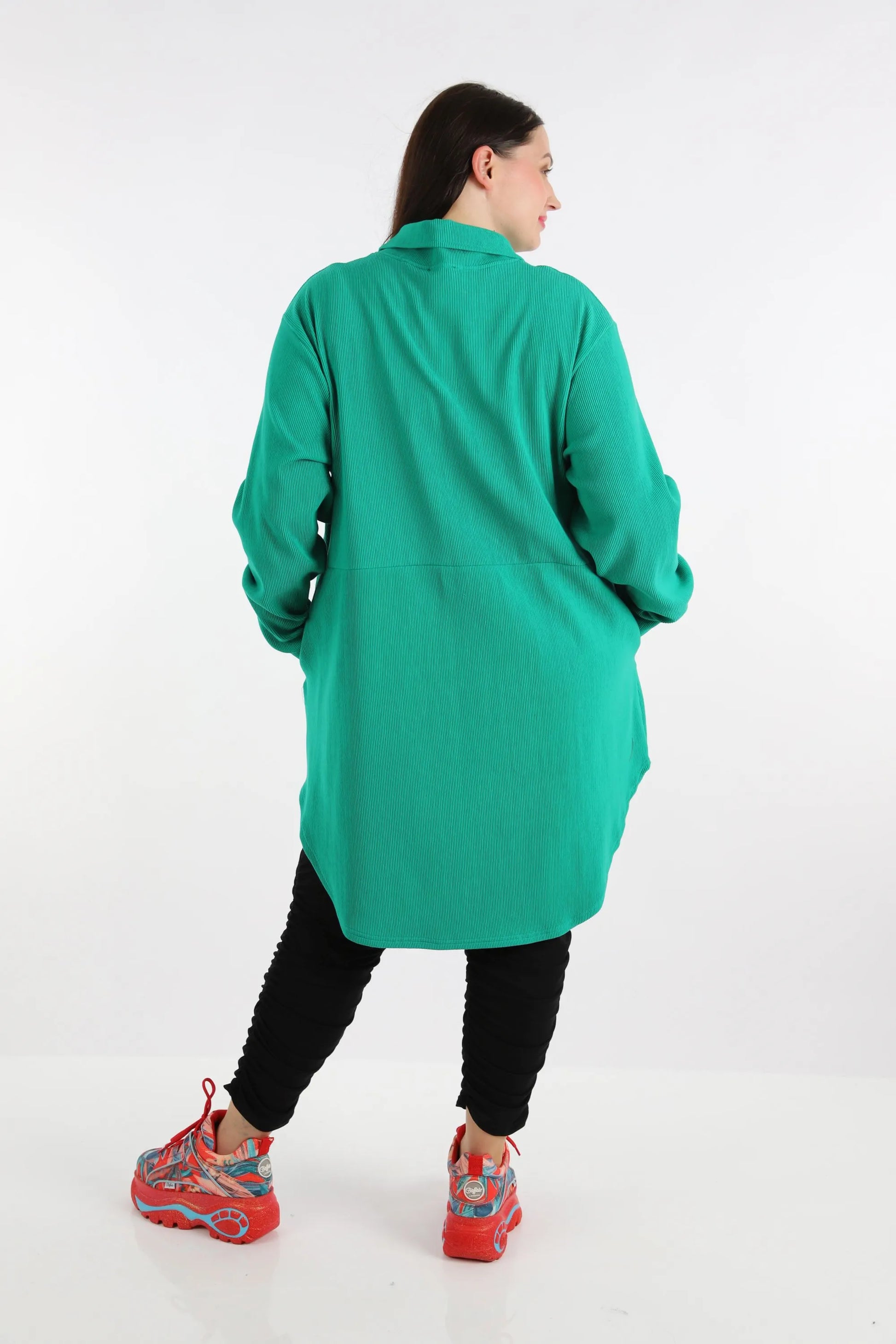  Bluse von AKH Fashion aus Baumwolle in gerundeter Form, 1252.06881, Grün, Schick, Modern