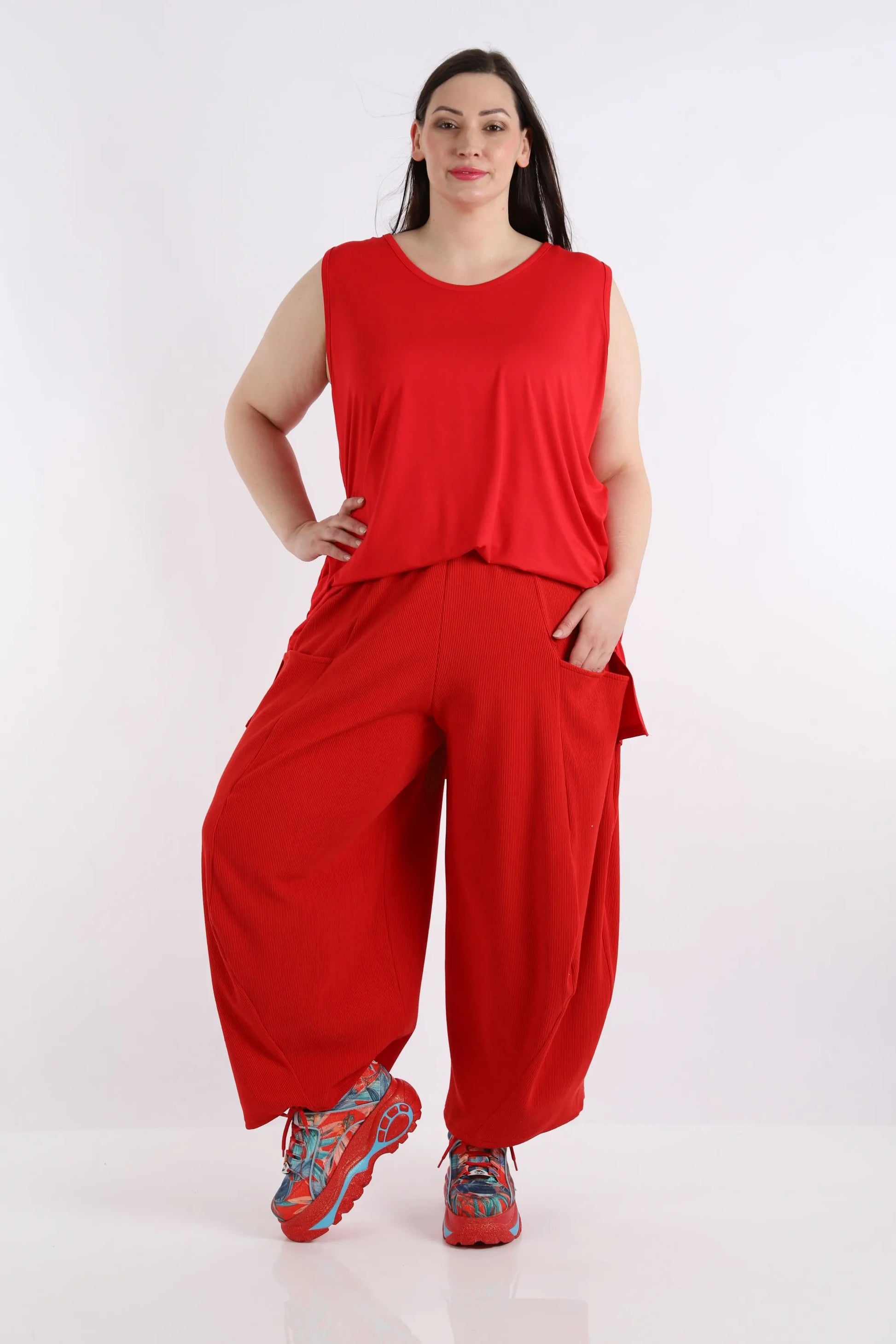  Ballonhose von AKH Fashion aus Baumwolle, 1252.08069, Rot, Unifarben, Ausgefallen, Modern