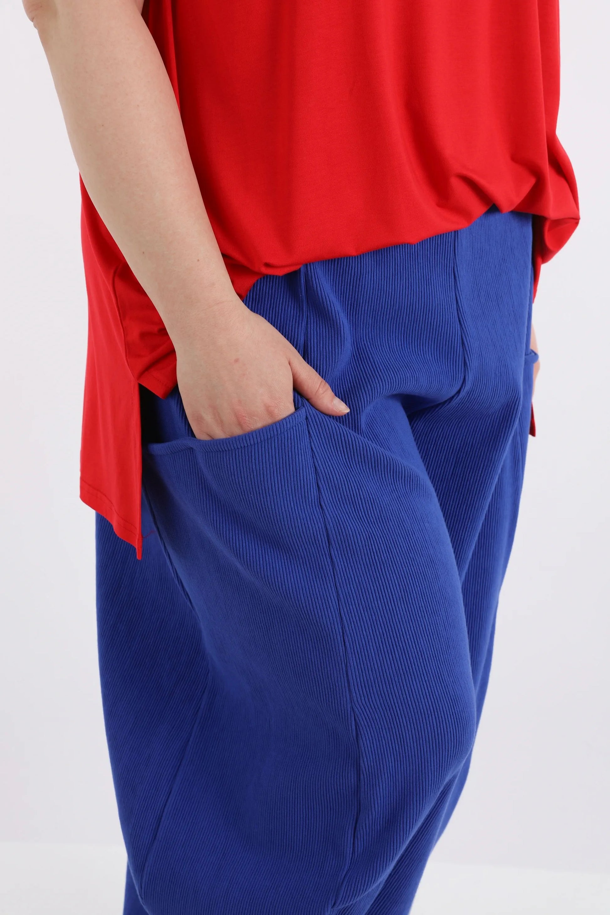  Ballonhose von AKH Fashion aus Baumwolle, 1252.08069, Blau, Unifarben, Ausgefallen, Modern