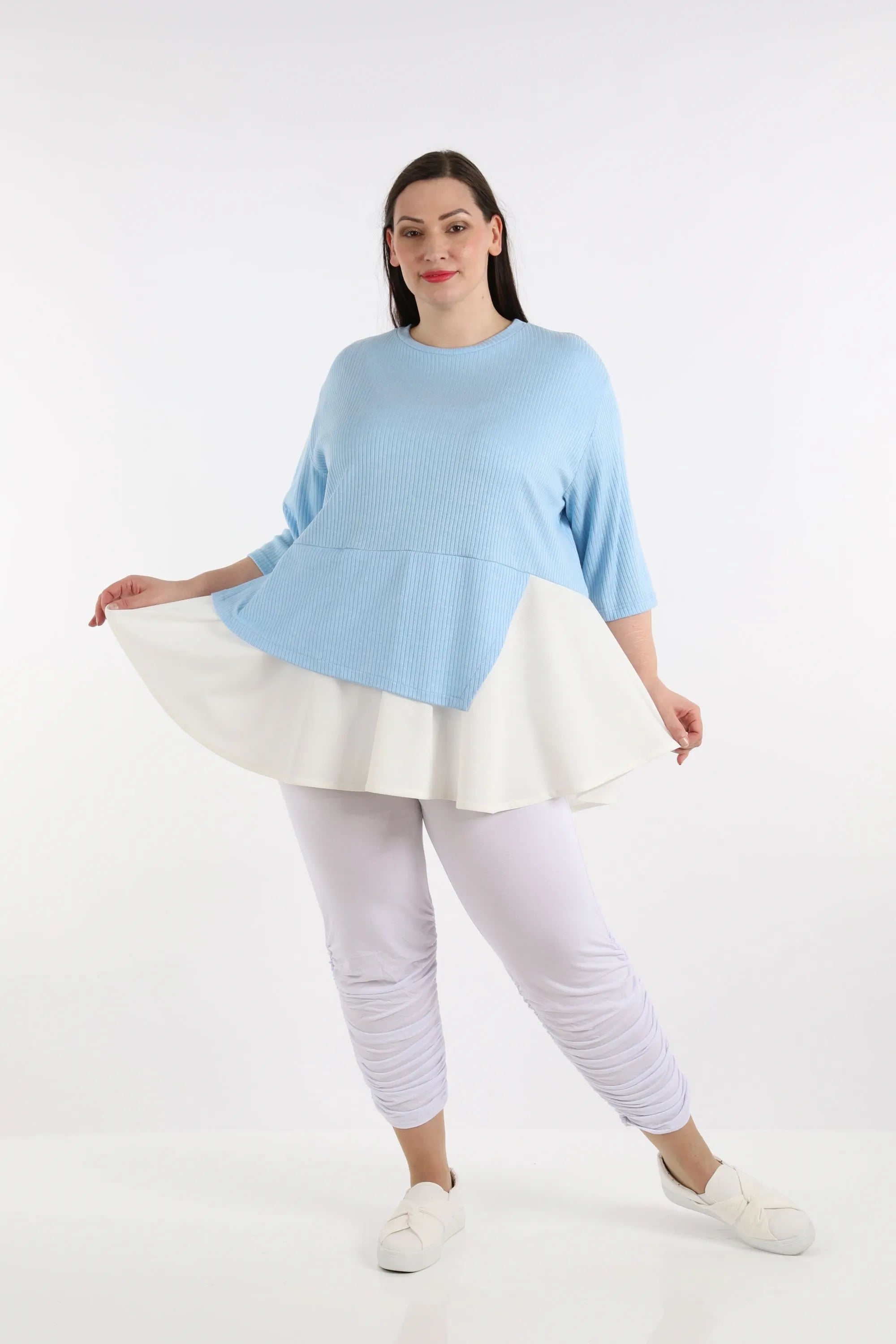  A-Form Shirt von AKH Fashion aus Viskose, 1268.02411, Hellblau-Weiß, Streifen, Schick