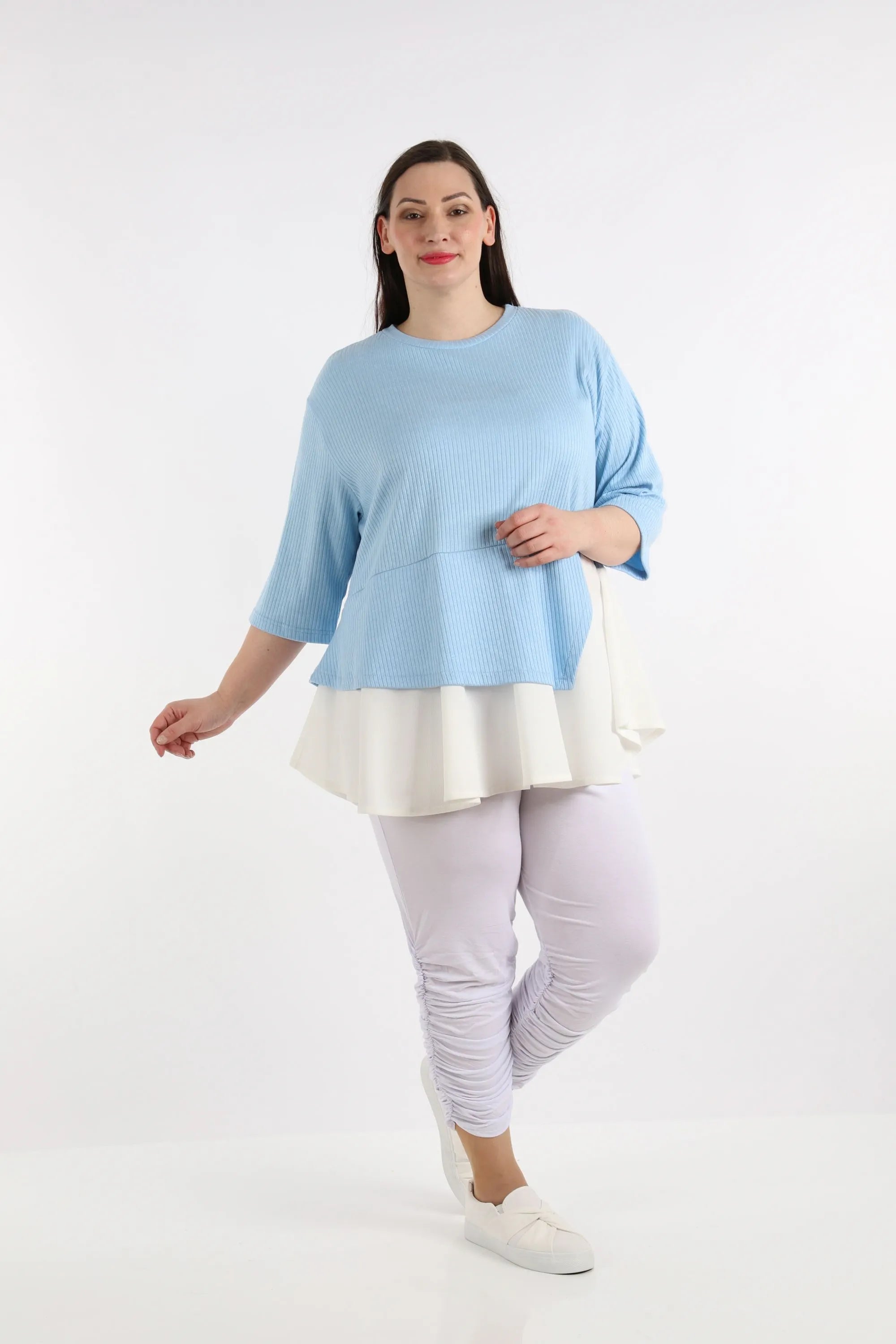  A-Form Shirt von AKH Fashion aus Viskose, 1268.02411, Hellblau-Weiß, Streifen, Schick