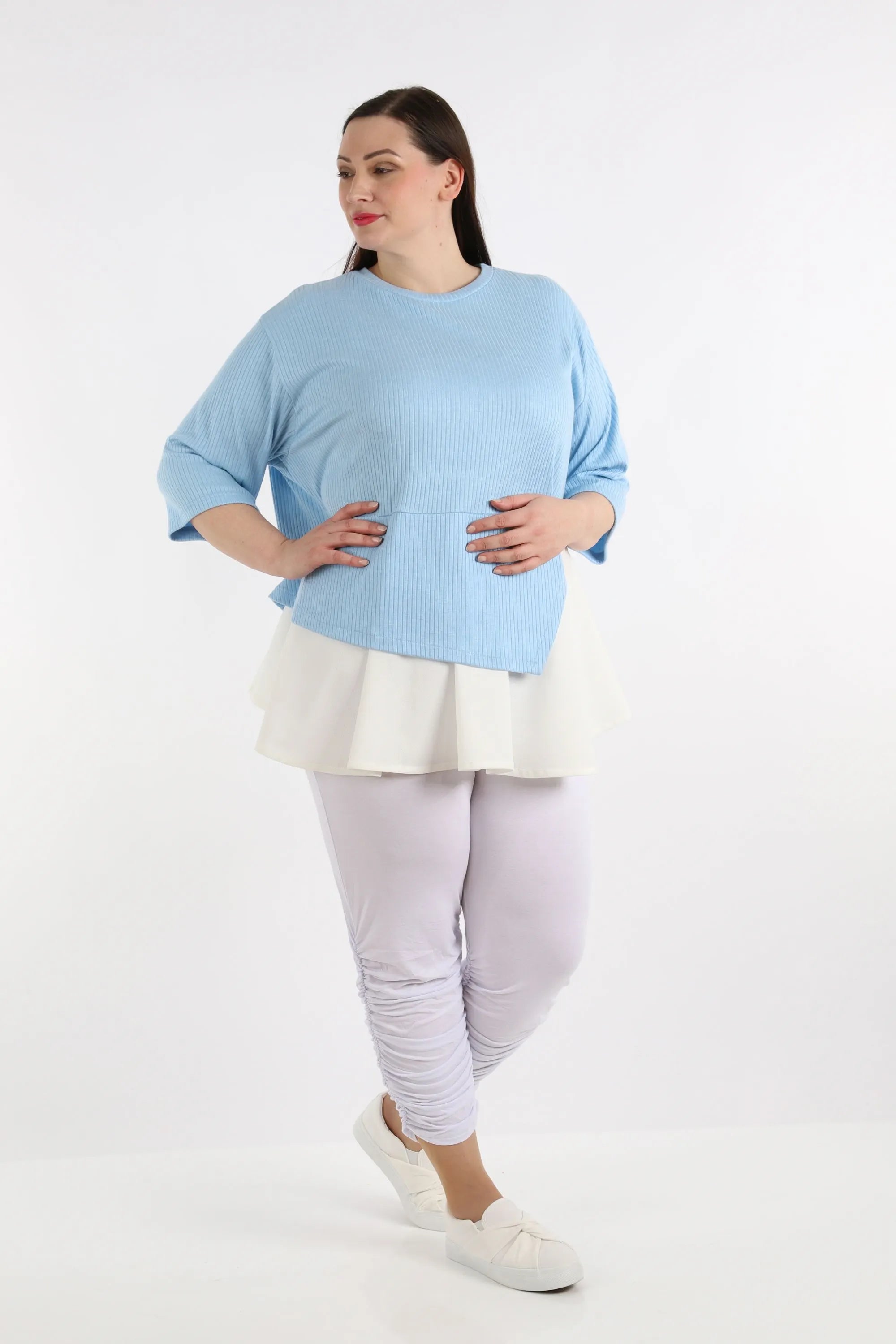  A-Form Shirt von AKH Fashion aus Viskose, 1268.02411, Hellblau-Weiß, Streifen, Schick