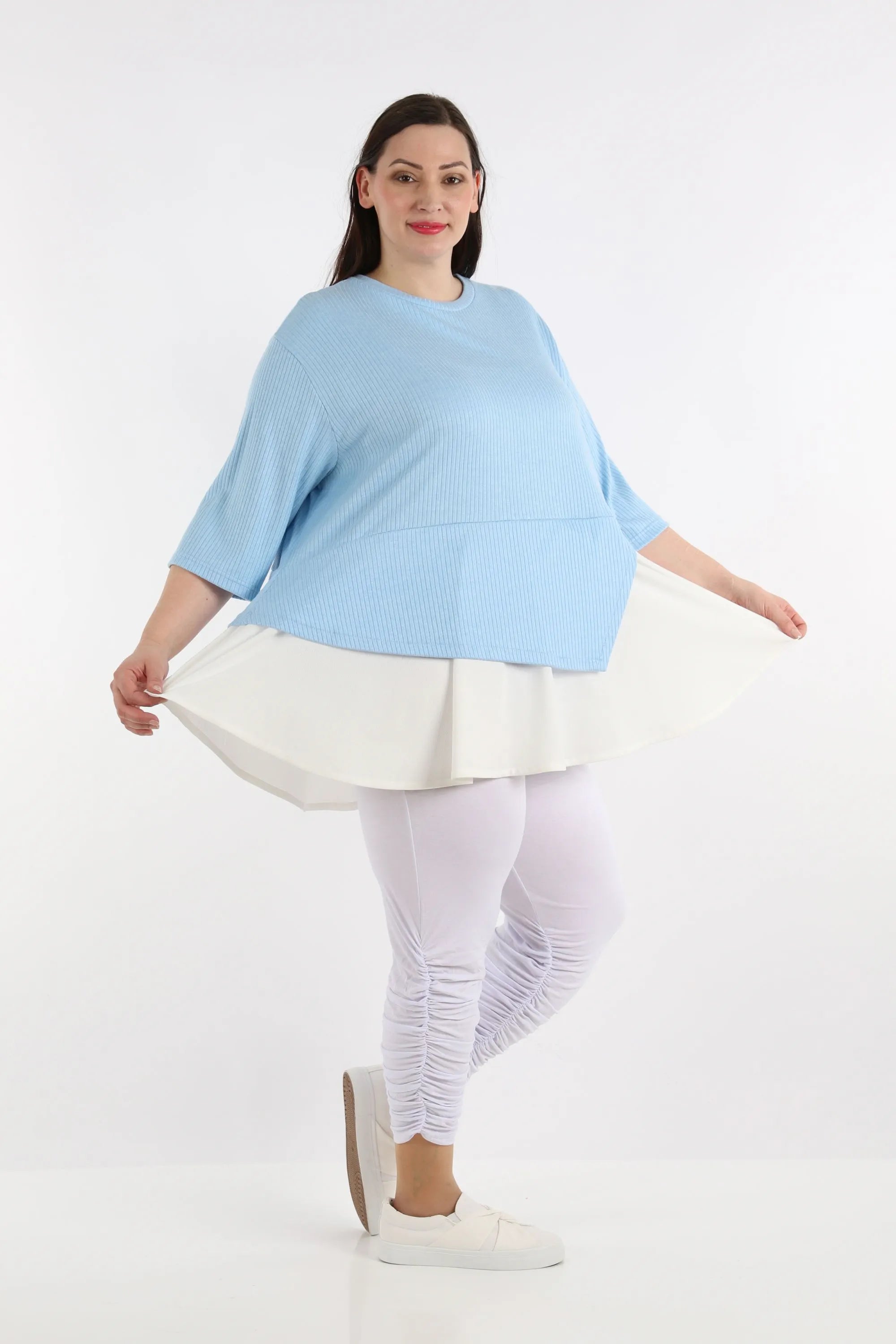  A-Form Shirt von AKH Fashion aus Viskose, 1268.02411, Hellblau-Weiß, Streifen, Schick