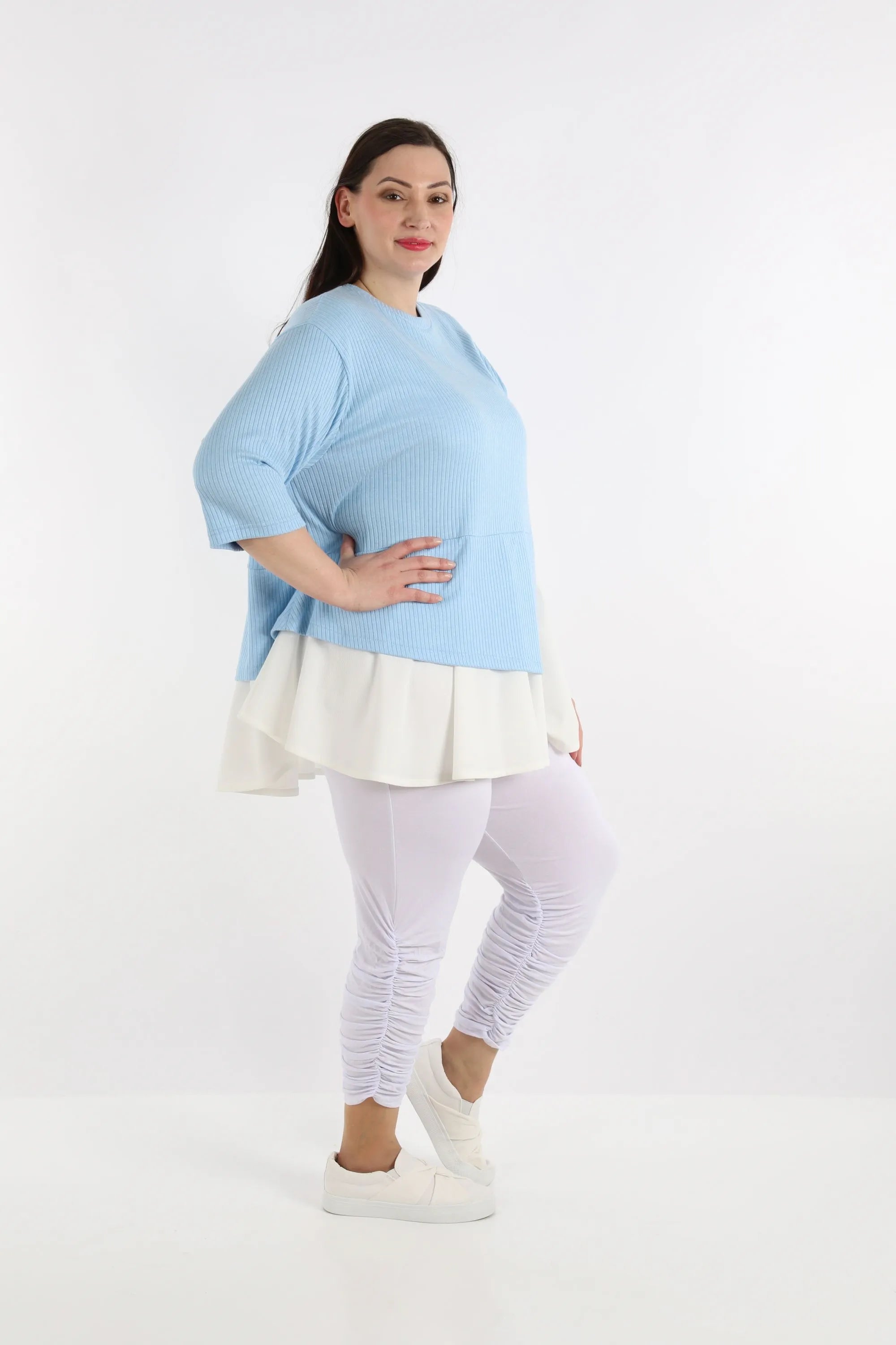  A-Form Shirt von AKH Fashion aus Viskose, 1268.02411, Hellblau-Weiß, Streifen, Schick