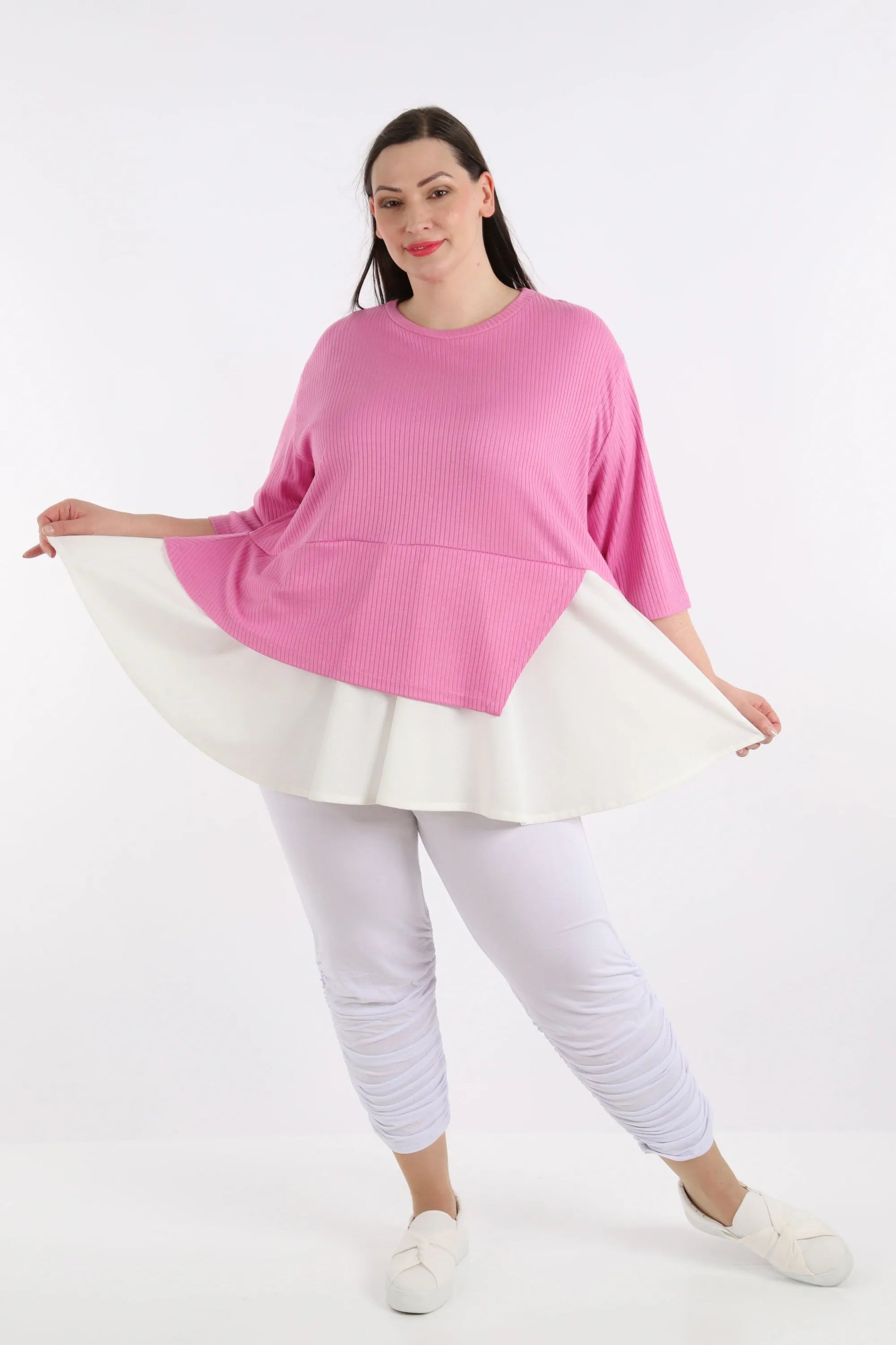  A-Form Shirt von AKH Fashion aus Viskose, 1268.02411, Rose-Weiß, Streifen, Schick, Modern