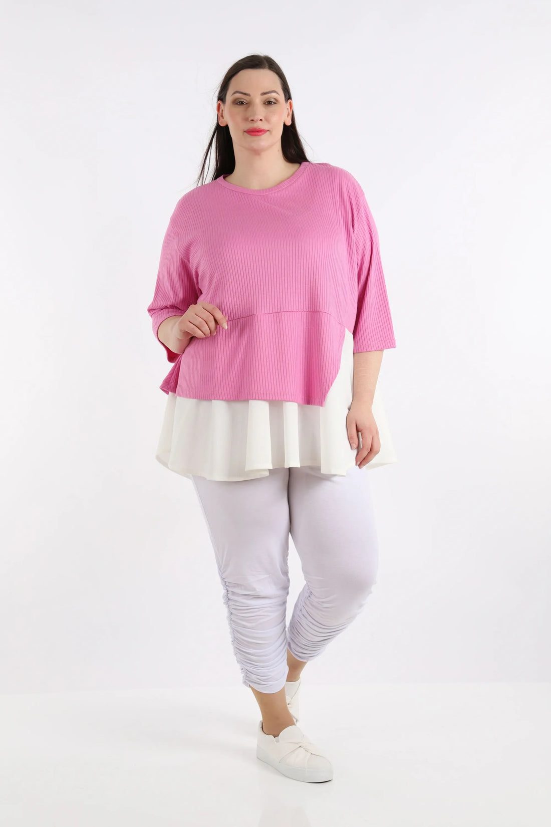  A-Form Shirt von AKH Fashion aus Viskose, 1268.02411, Rose-Weiß, Streifen, Schick, Modern