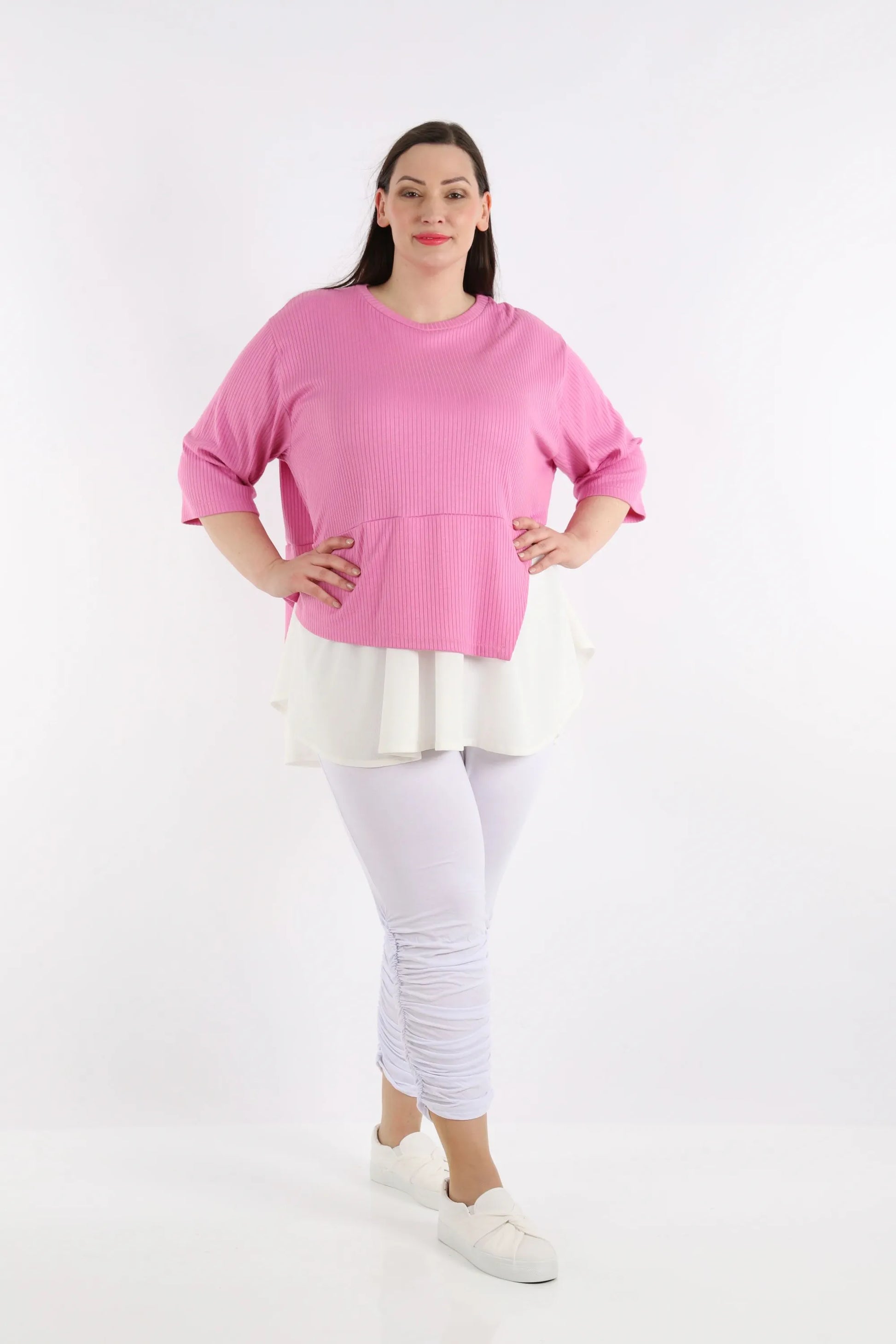  A-Form Shirt von AKH Fashion aus Viskose, 1268.02411, Rose-Weiß, Streifen, Schick, Modern