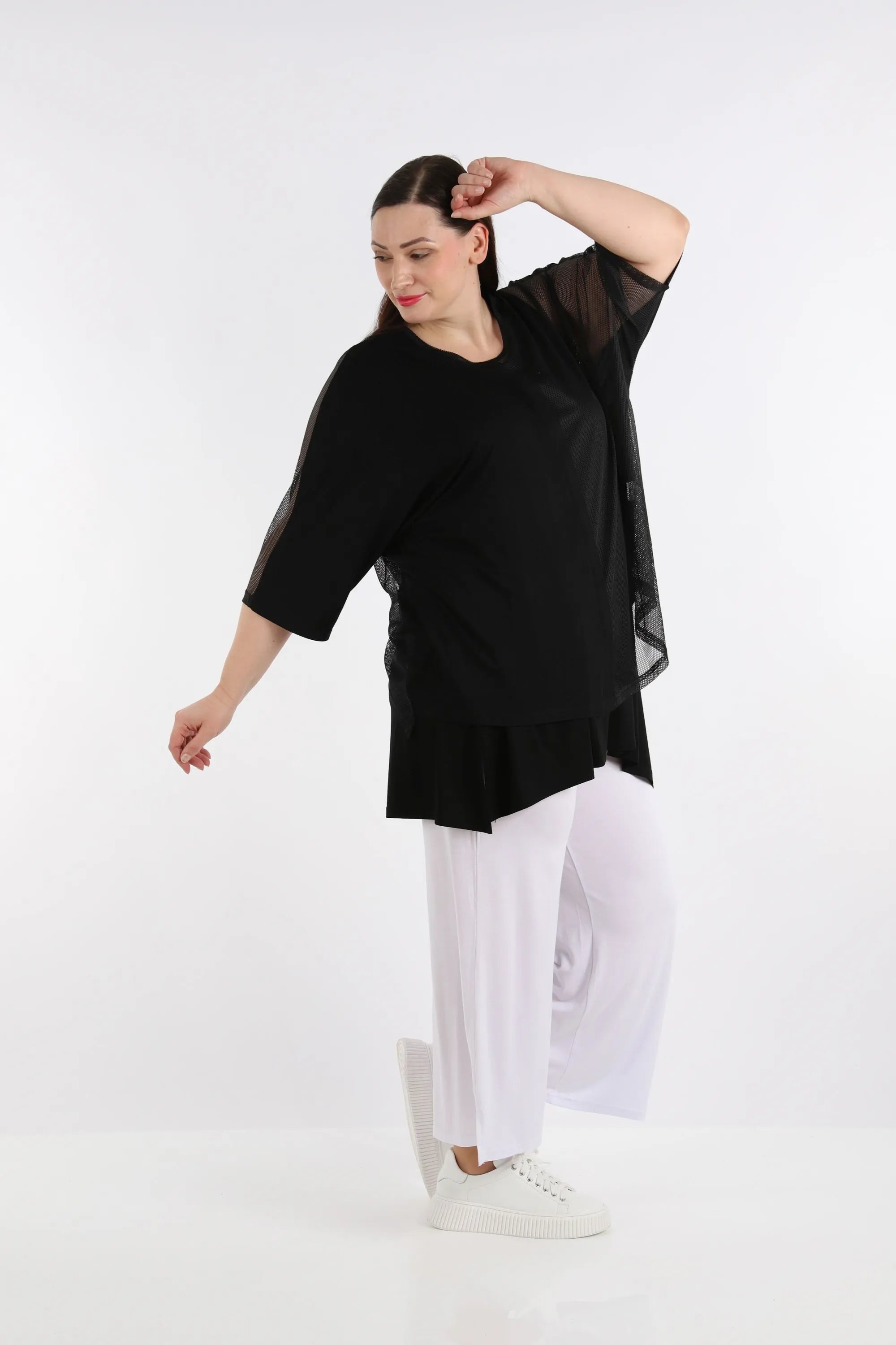  AKH Fashion Bigshirt in kastiger Form, aus Viskose, 1274.06922, Schwarz, Schick, Modern