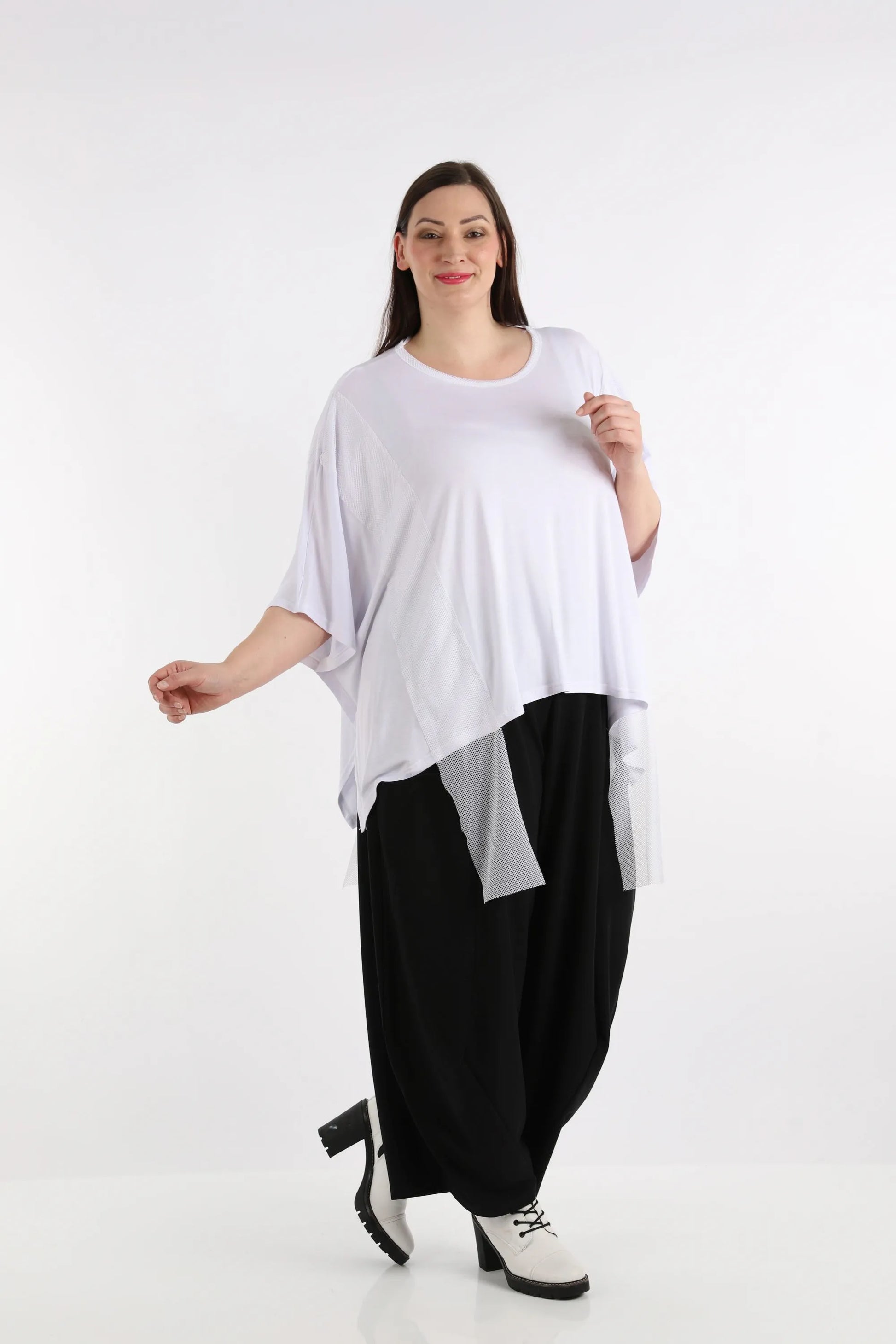  Bigshirt von AKH Fashion aus Viskose in kastiger Form, 1274.06924, Weiß, Unifarben, Schick