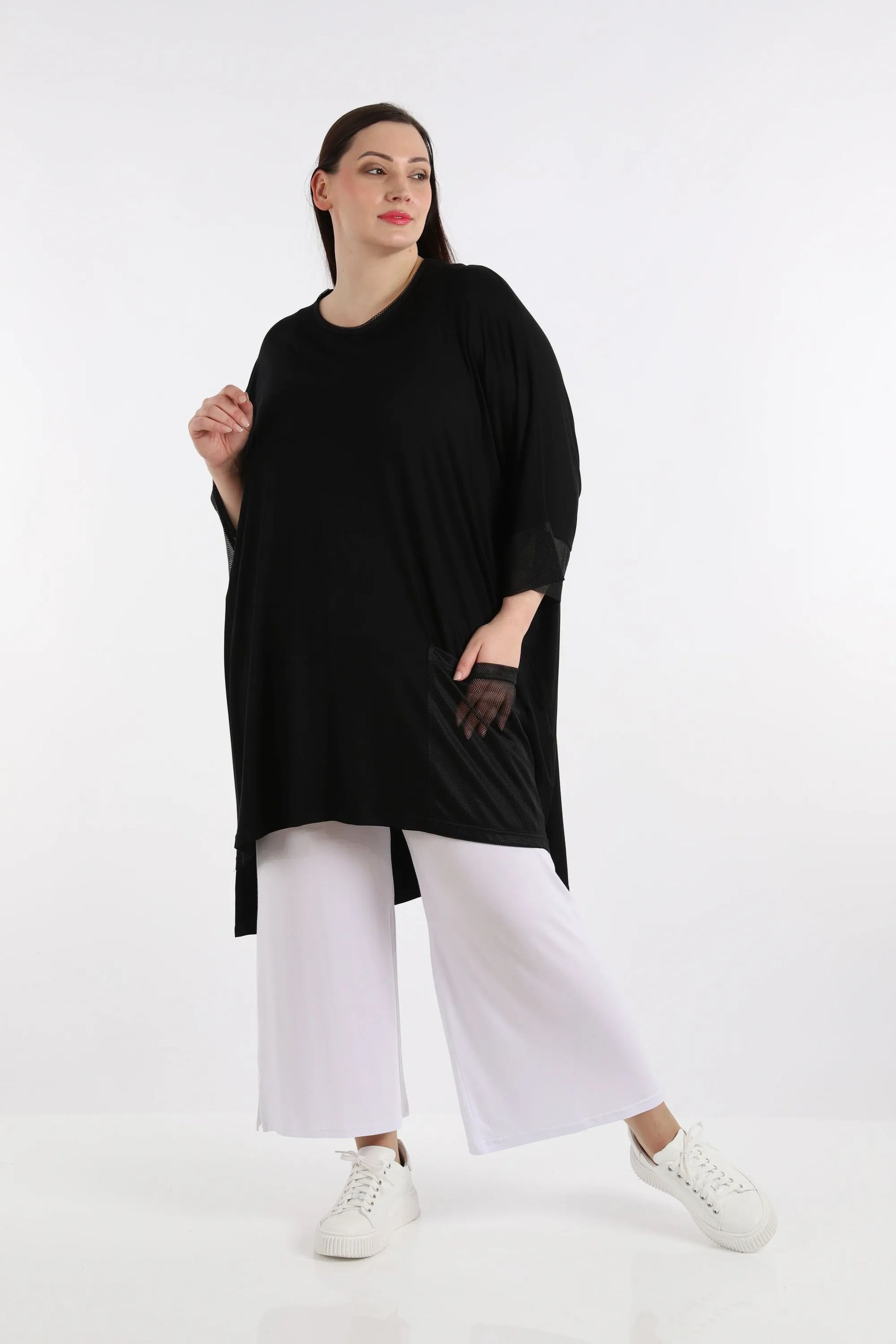  Bigshirt von AKH Fashion aus Viskose in kastiger Form, 1274.06925, Schwarz, Schick, Modern