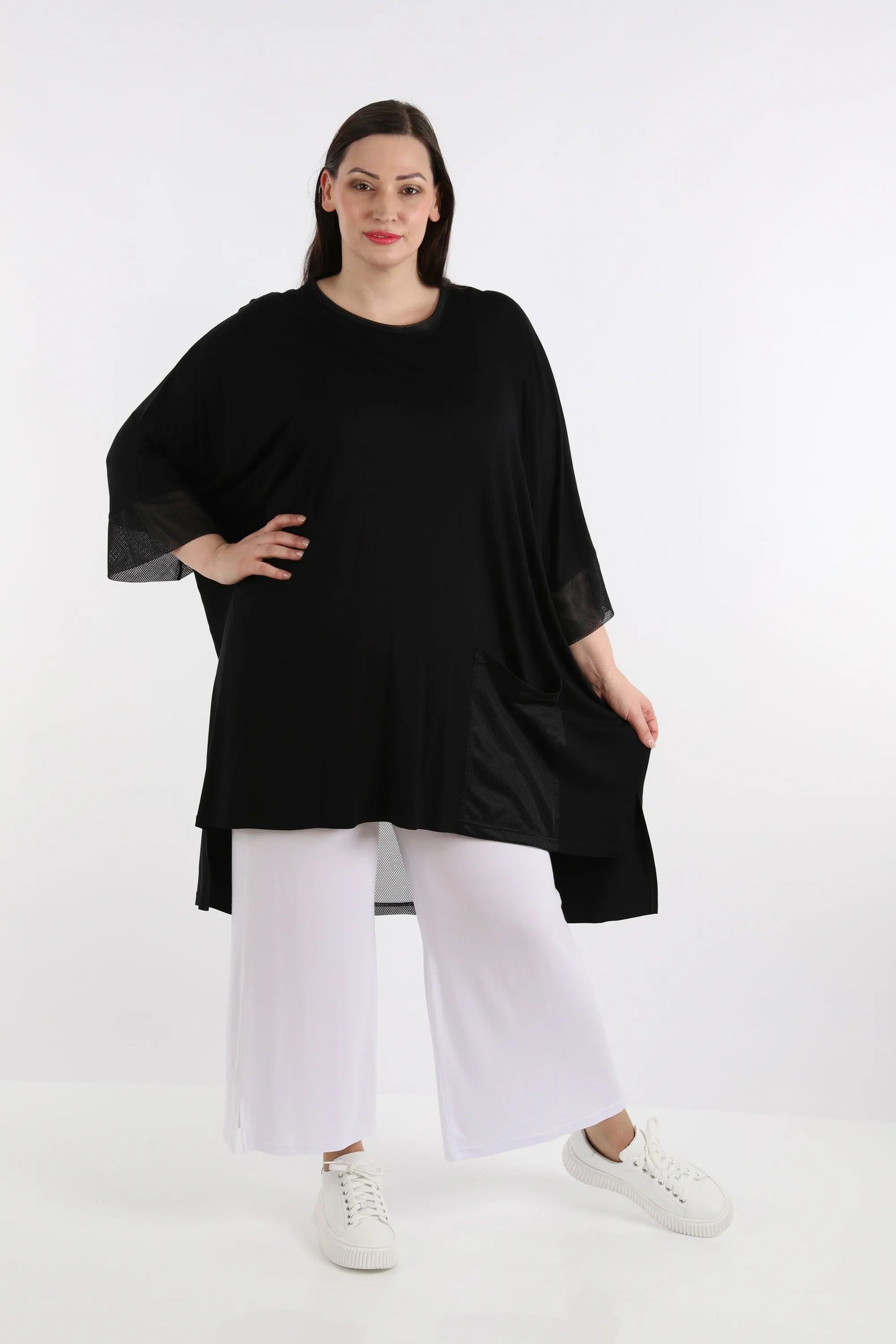  Bigshirt von AKH Fashion aus Viskose in kastiger Form, 1274.06925, Schwarz, Schick, Modern