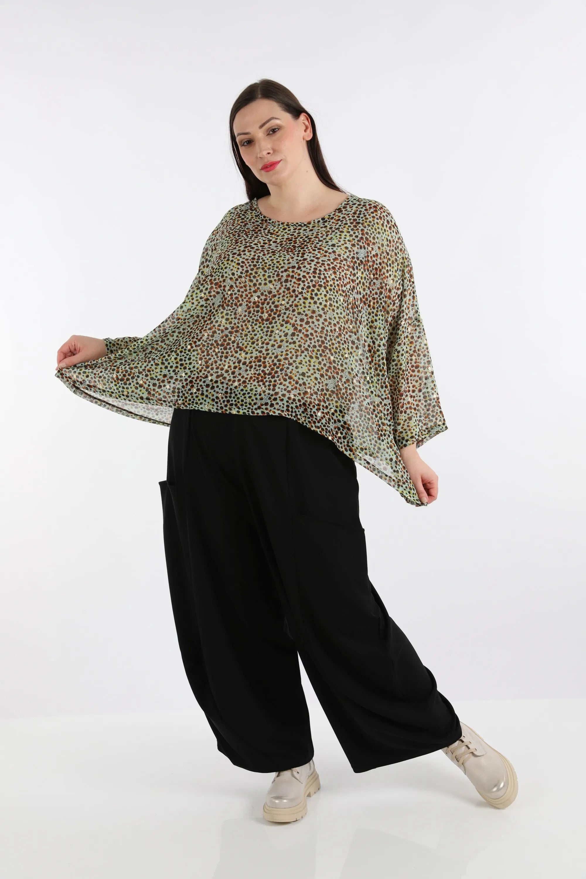  AKH Fashion Bigshirt in kastiger Form, aus Viskose, 1279.03018, Mint, Animal, Schick, Modern