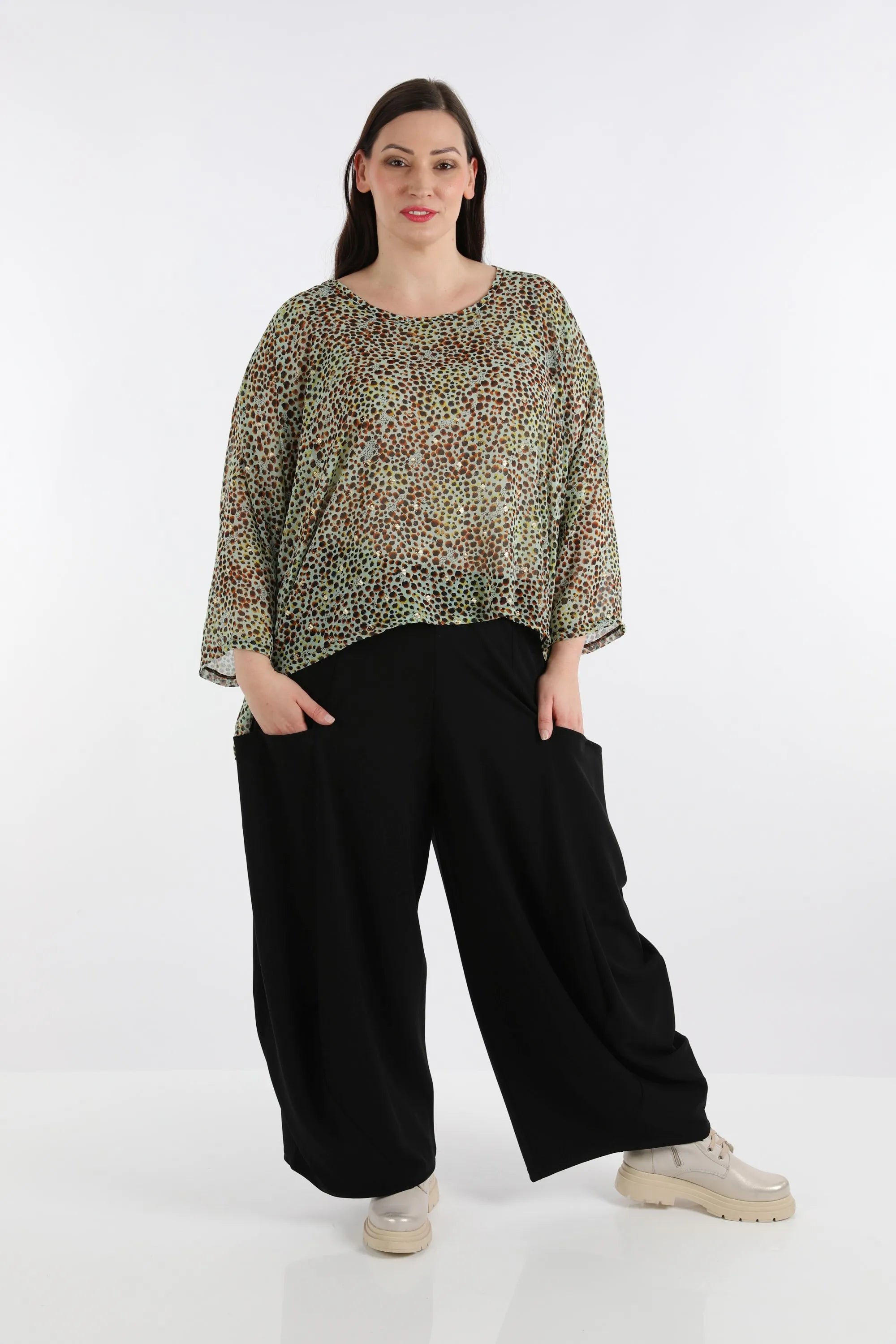  AKH Fashion Bigshirt in kastiger Form, aus Viskose, 1279.03018, Mint, Animal, Schick, Modern