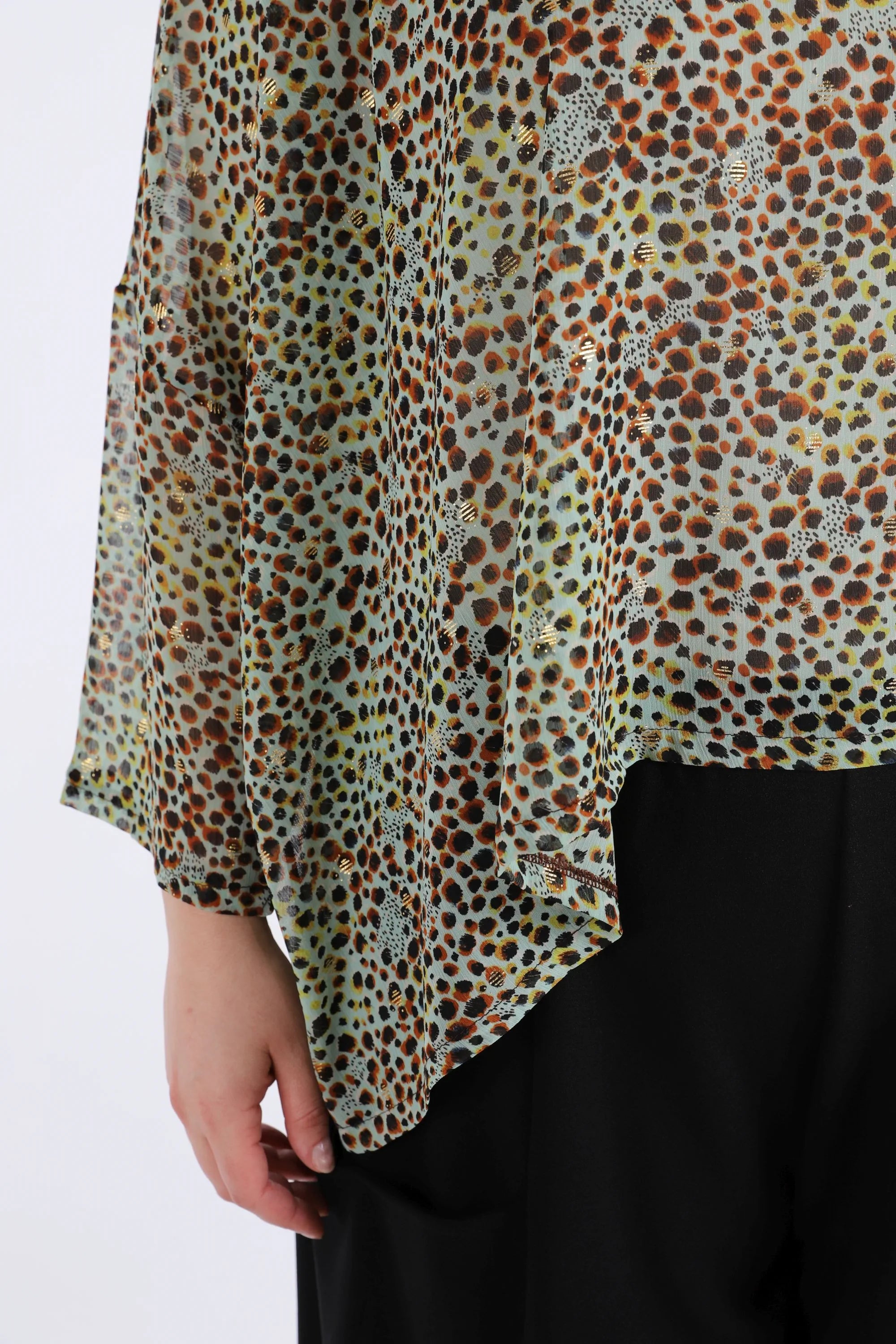  AKH Fashion Bigshirt in kastiger Form, aus Viskose, 1279.03018, Mint, Animal, Schick, Modern