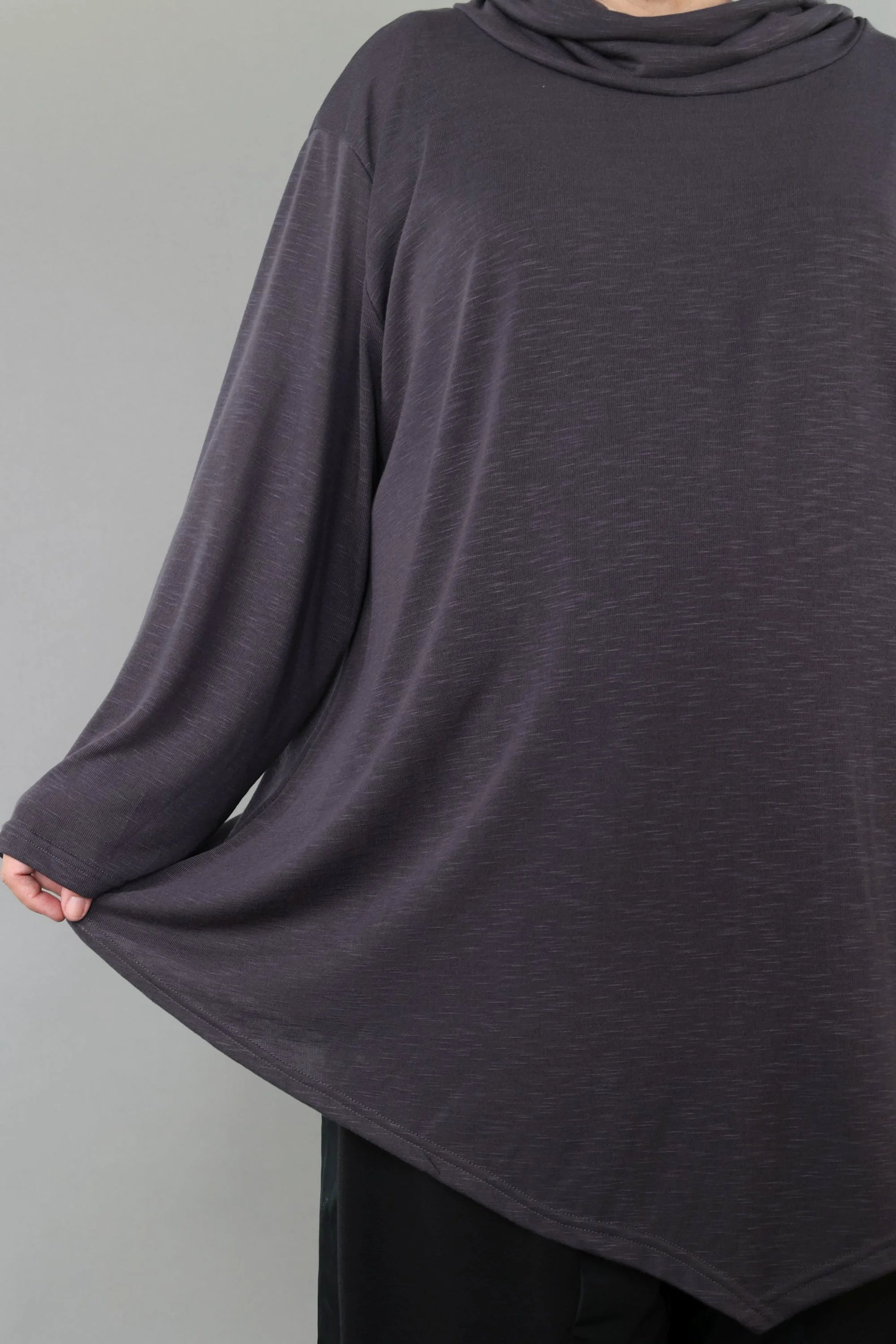  A-Form Bigshirt von AKH Premium aus Viskose, P1008.0516, Dunkelgrau, Ausgefallen, Zeitlos