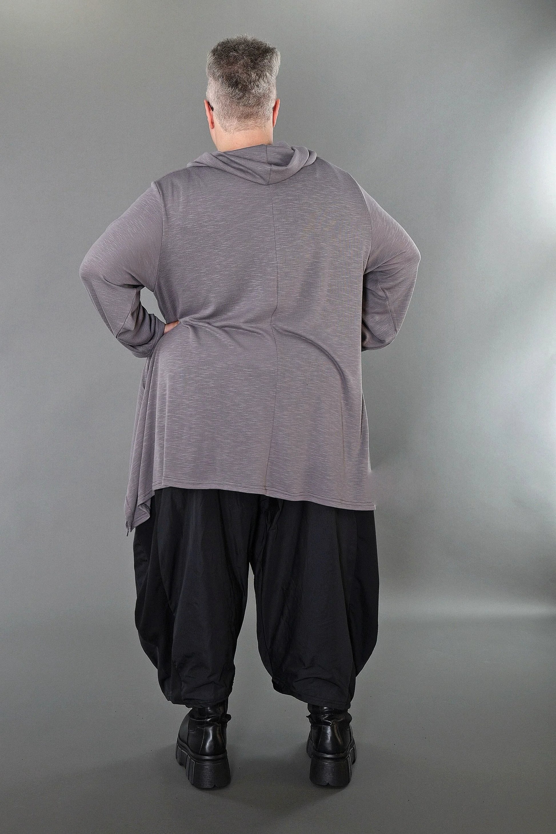  A-Form Bigshirt von AKH Premium aus Viskose, P1008.3371, Hellgrau, Ausgefallen, Zeitlos