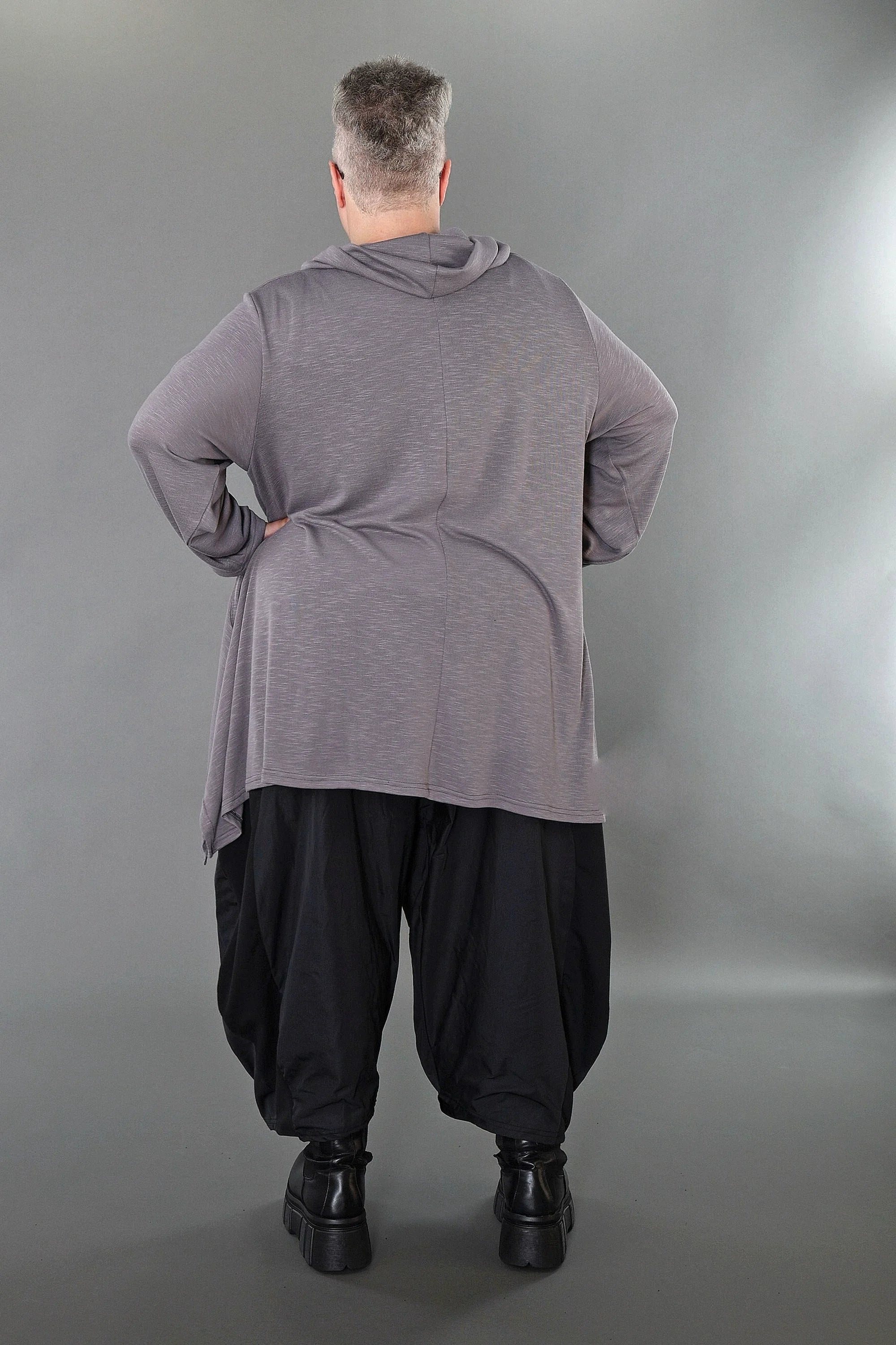  A-Form Bigshirt von AKH Premium aus Viskose, P1008.3371, Hellgrau, Ausgefallen, Zeitlos