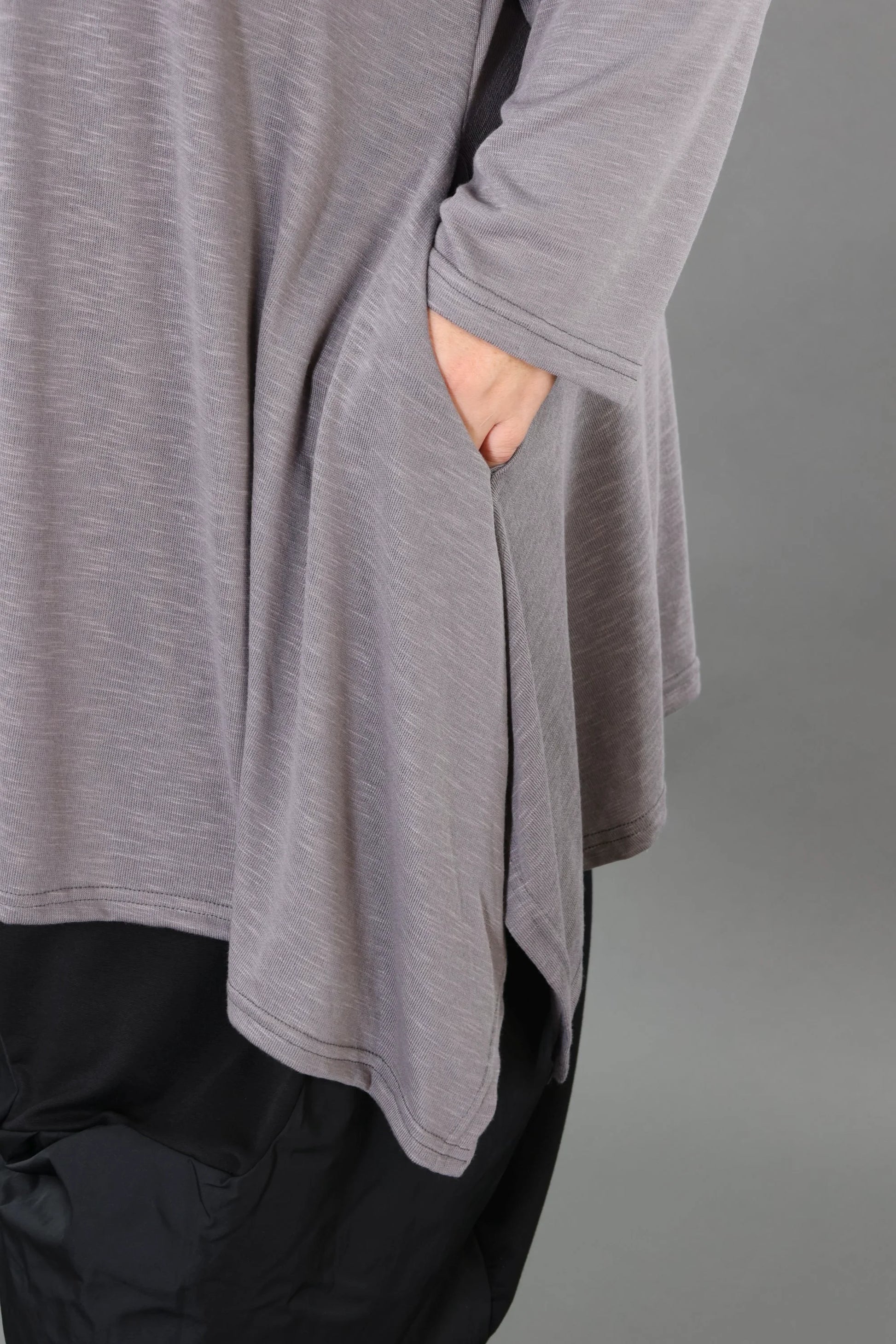  A-Form Bigshirt von AKH Premium aus Viskose, P1008.3371, Hellgrau, Ausgefallen, Zeitlos