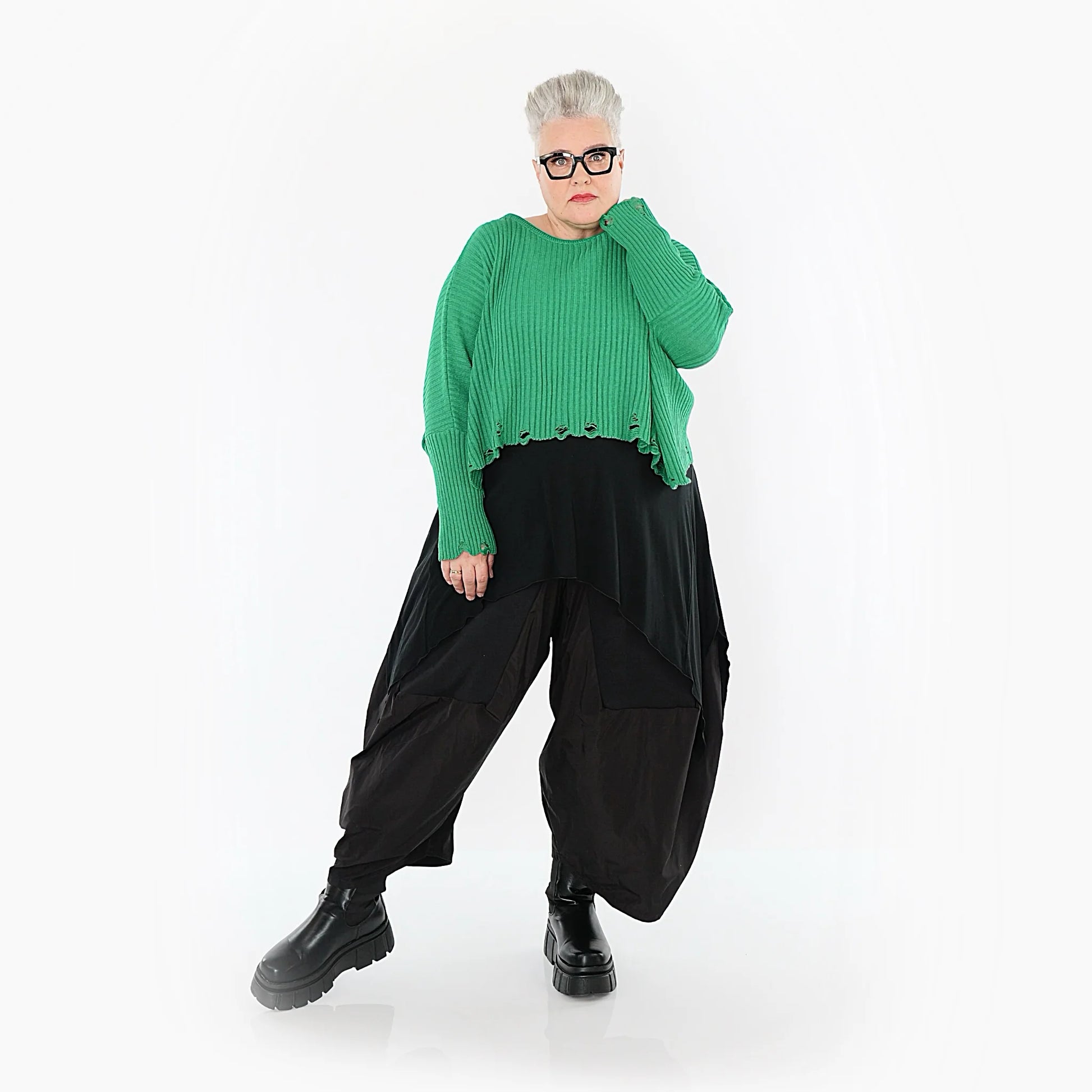  AKH Premium Überwurf in kastiger Form, aus Baumwolle, P1009.2538, Grün, Ausgefallen