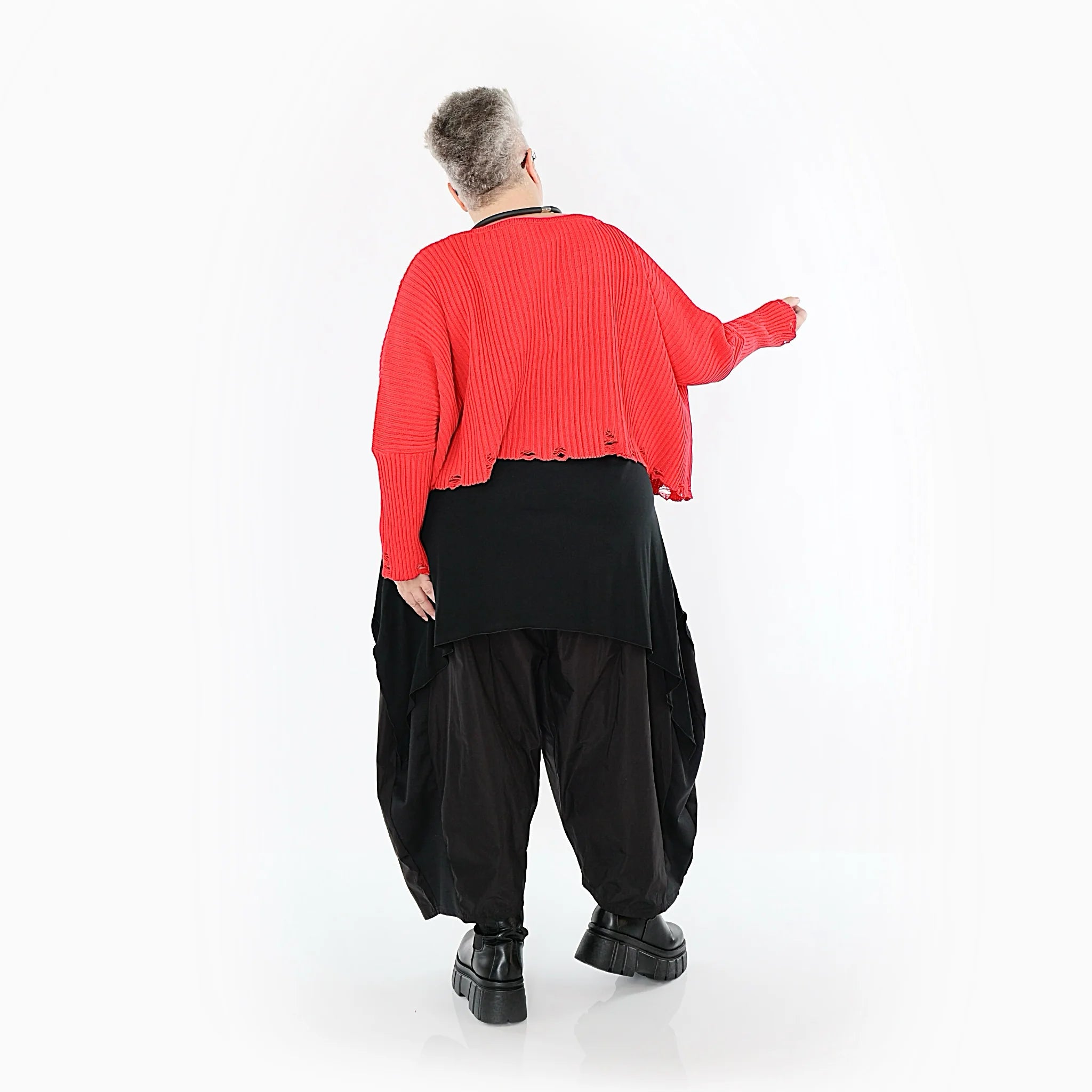  AKH Premium Überwurf in kastiger Form, aus Baumwolle, P1009.2538, Rot, Ausgefallen, Schick