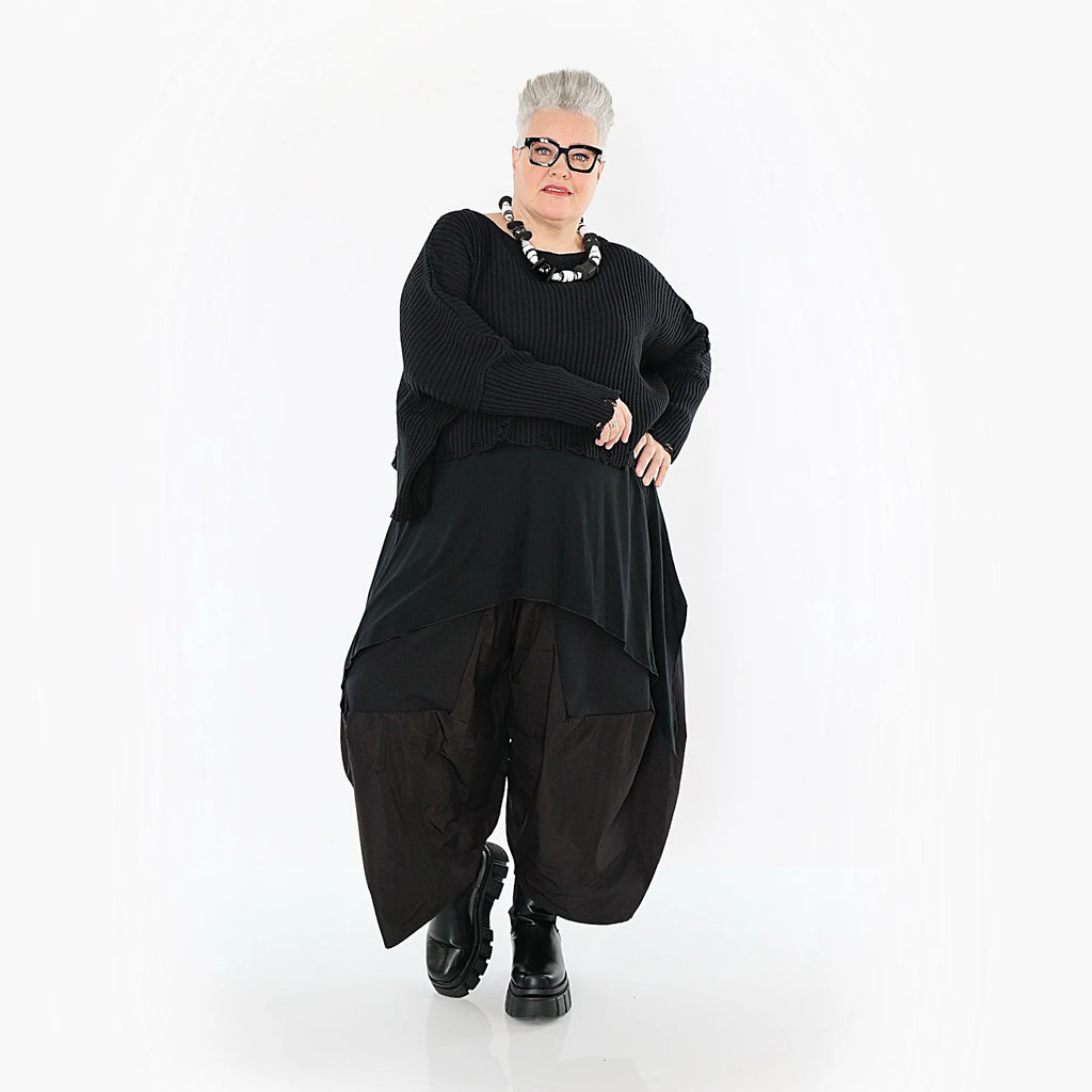  AKH Premium Überwurf in kastiger Form, aus Baumwolle, P1009.2538, Schwarz, Ausgefallen