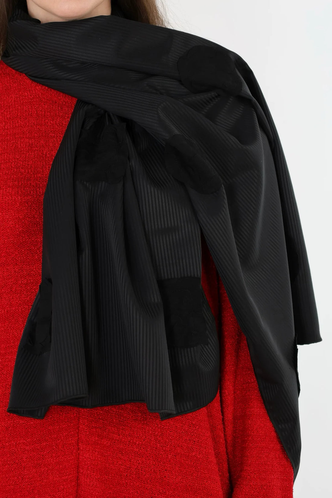  AKH Premium Schal in gerader Form, aus Viskose, P1020.0011, Schwarz, Streifen/Punkte, Schick