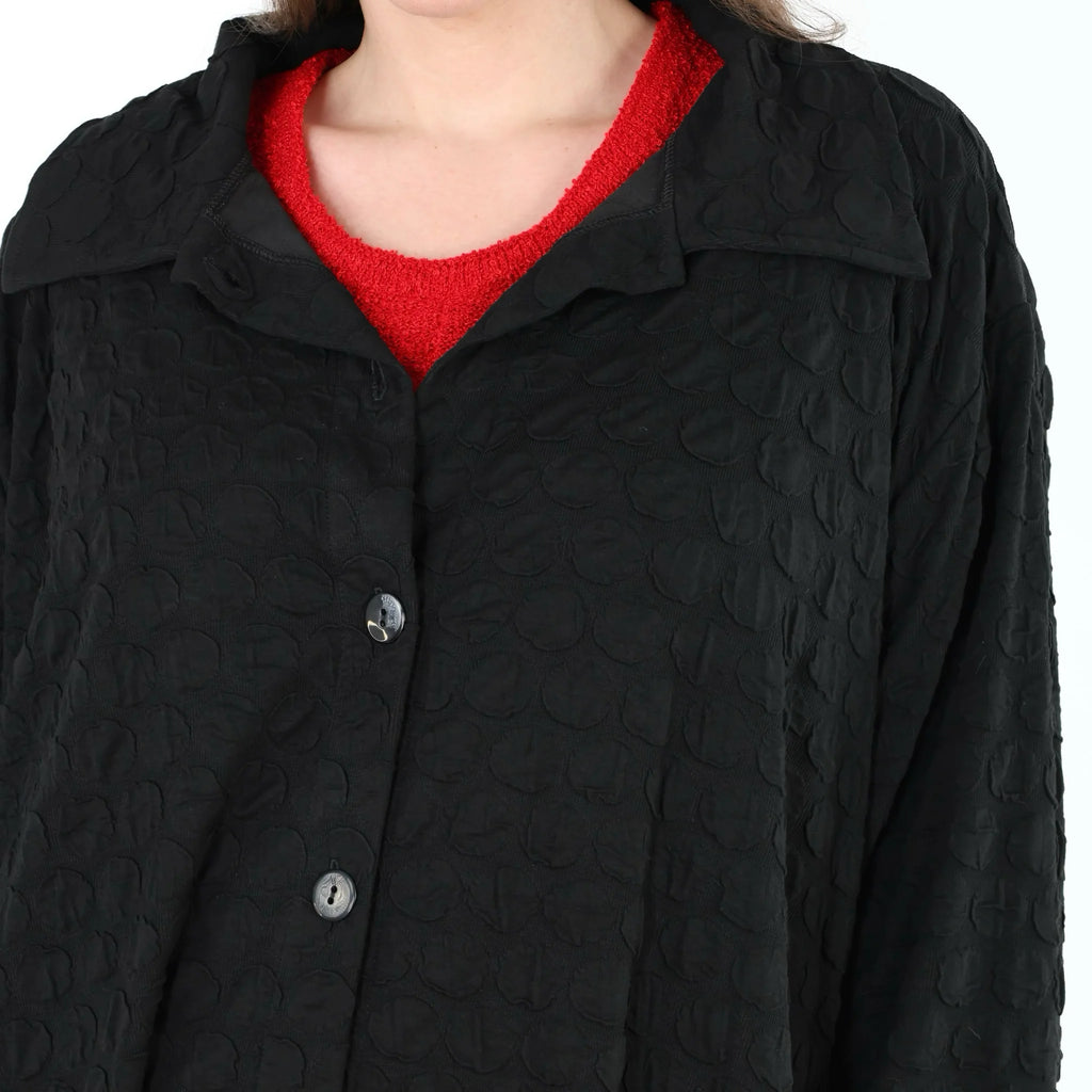  Zipfel Bluse von AKH Premium aus Viskose, P1020.7150, Schwarz, Punkte, Ausgefallen, Schick