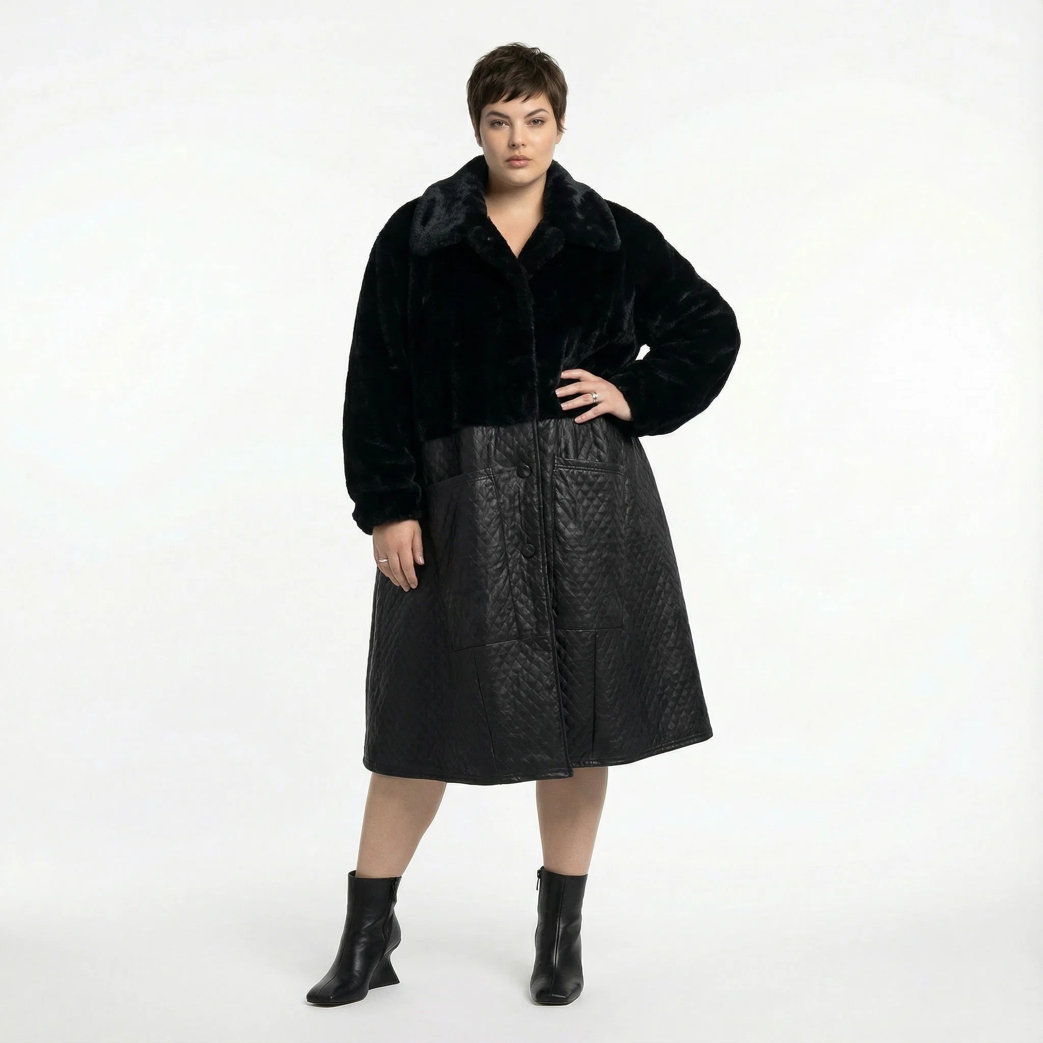  Ballonmantel von AKH Premium aus Polyester, P1029.7177, Schwarz, Raute, Ausgefallen