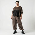  AKH Premium Bigshirt in kastiger Form, aus Materialmix, P1030.7173, Taupe/Braun, Punkte