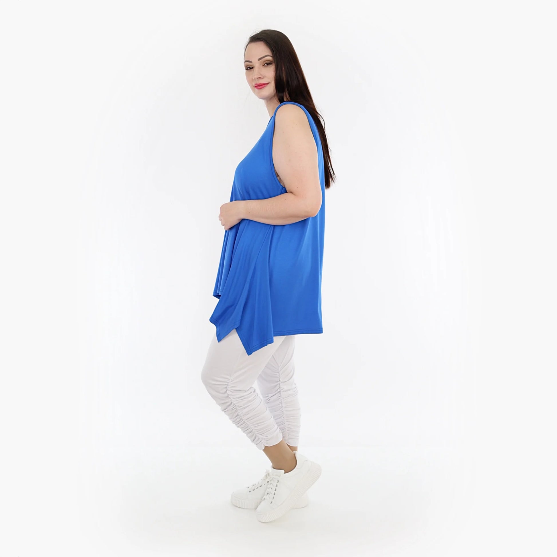  A-Form Top von AKH Fashion aus Viskose, 1233.03071, Blau, Unifarben, Ausgefallen, Modern