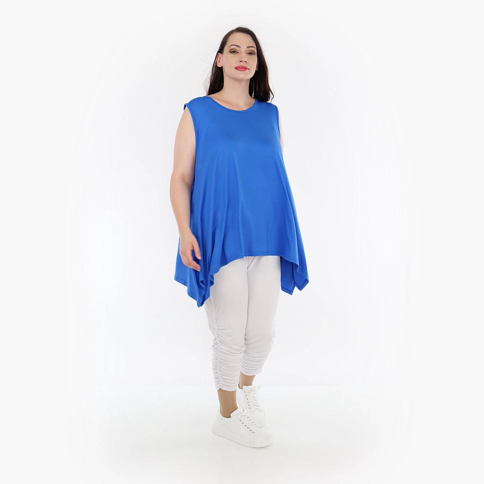  A-Form Top von AKH Fashion aus Viskose, 1233.03071, Blau, Unifarben, Ausgefallen, Modern