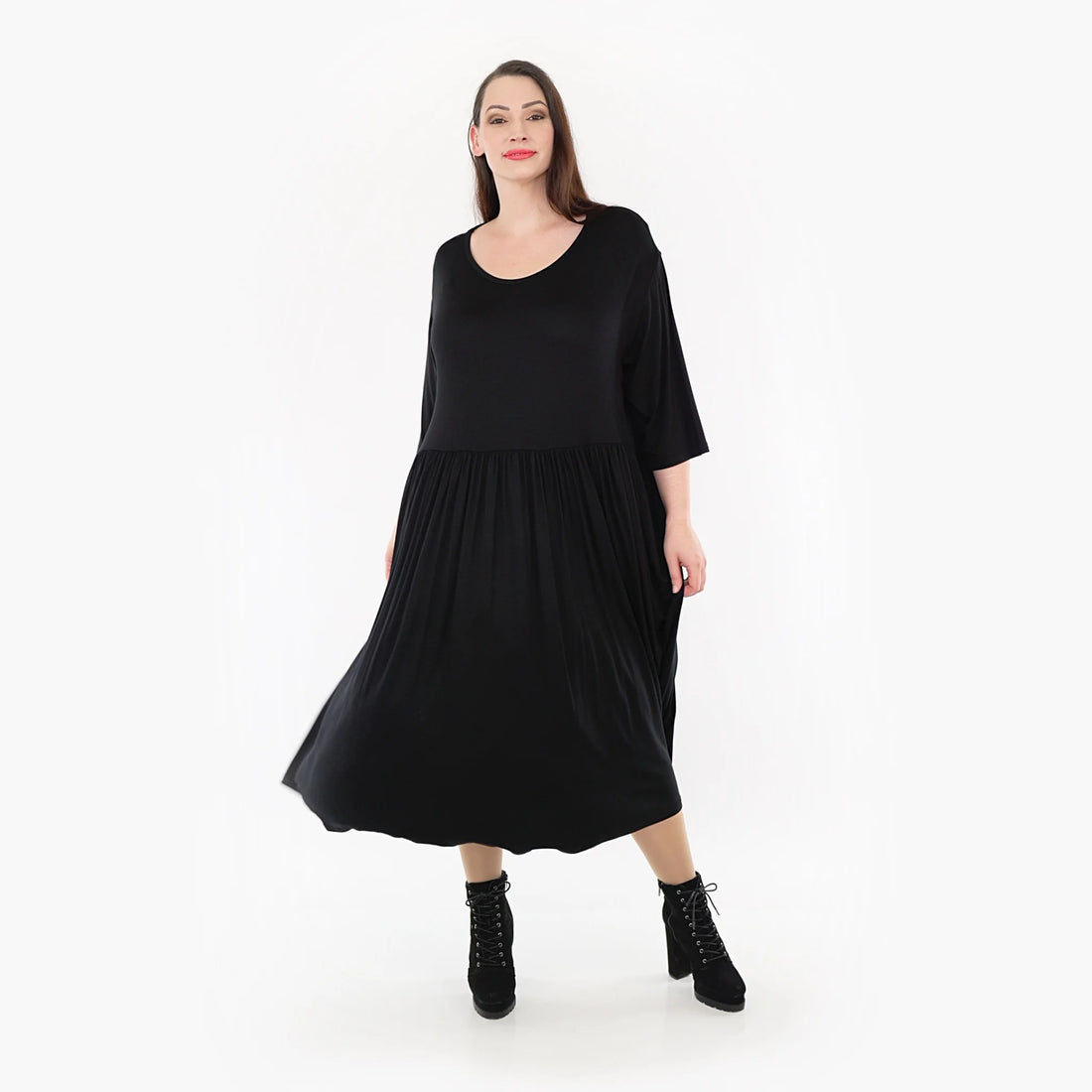  Ballonkleid von AKH Fashion aus Viskose, 1233.06948, Schwarz, Unifarben, Schick, Modern