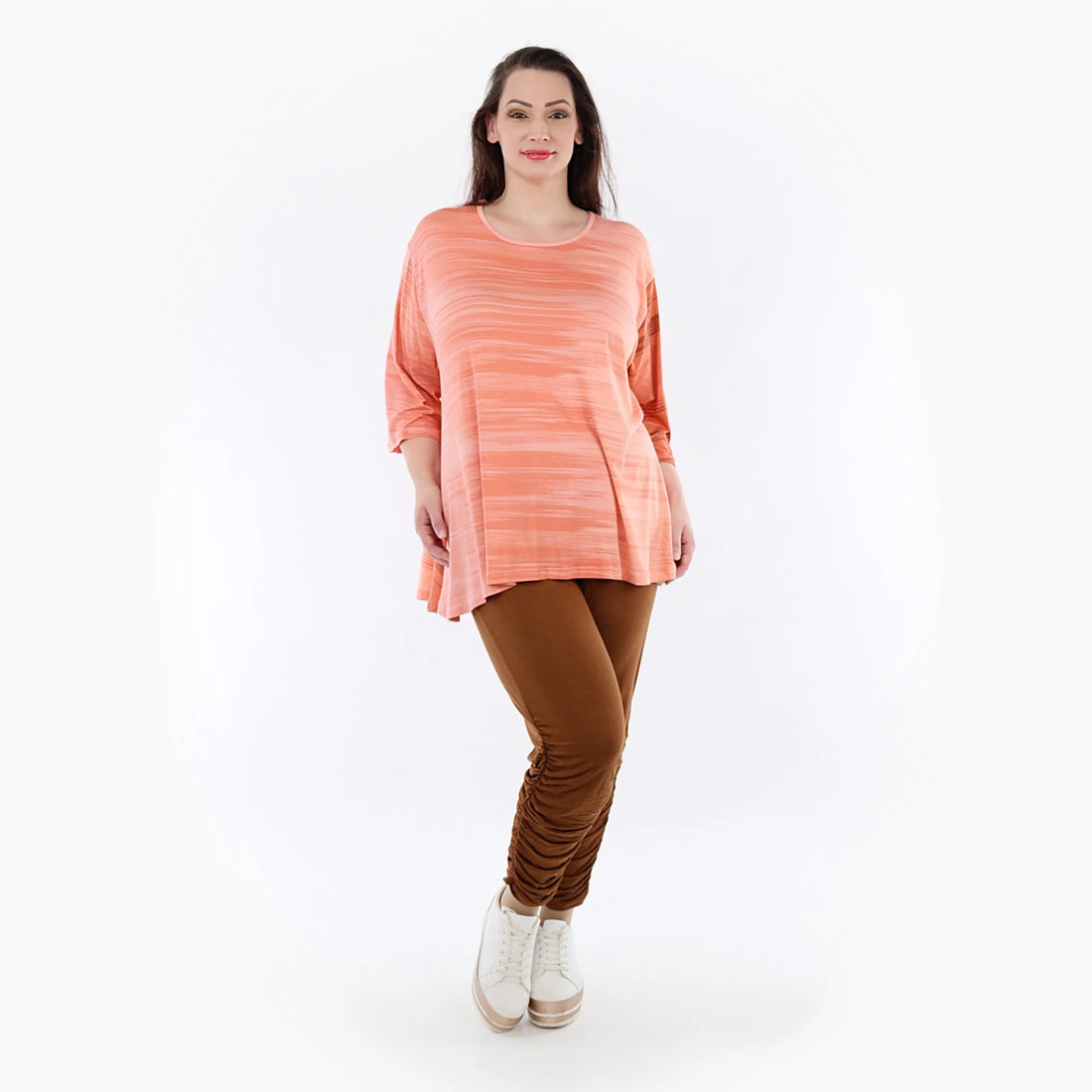  AKH Fashion Shirt in Glocken-Form, aus Viskose, 1249.01892, Koralle-Orange, Batik, Schick