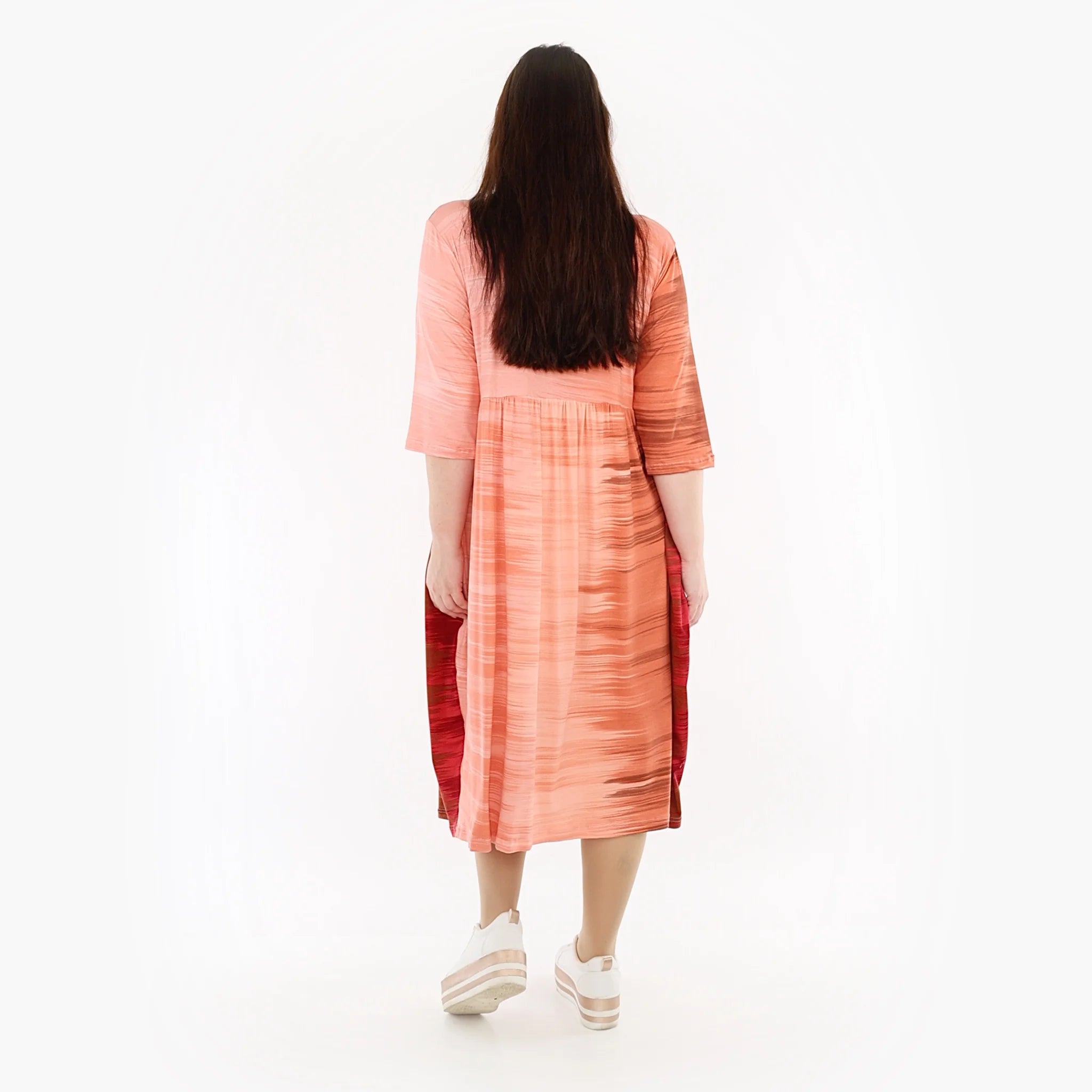 Ballonkleid von AKH Fashion aus Viskose, 1249.06698, Koralle-Orange, Batik, Schick