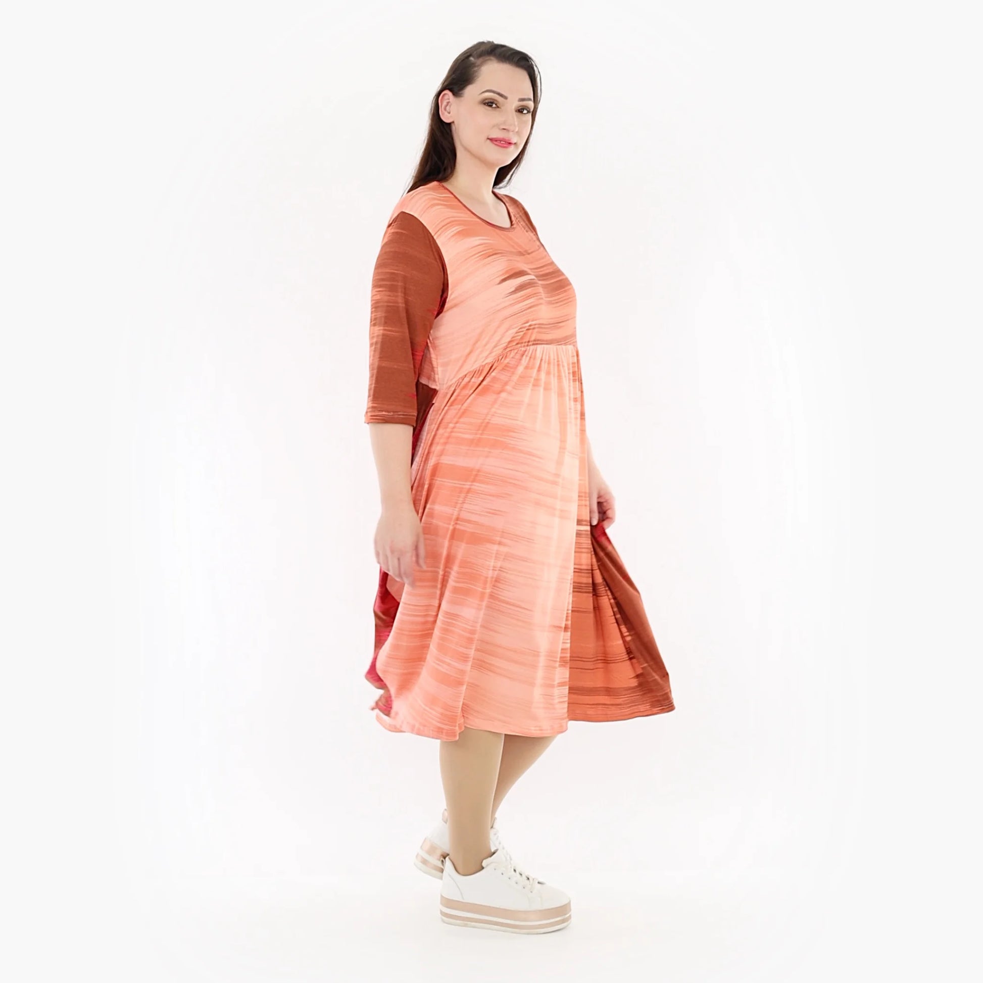  Ballonkleid von AKH Fashion aus Viskose, 1249.06698, Koralle-Orange, Batik, Ausgefallen