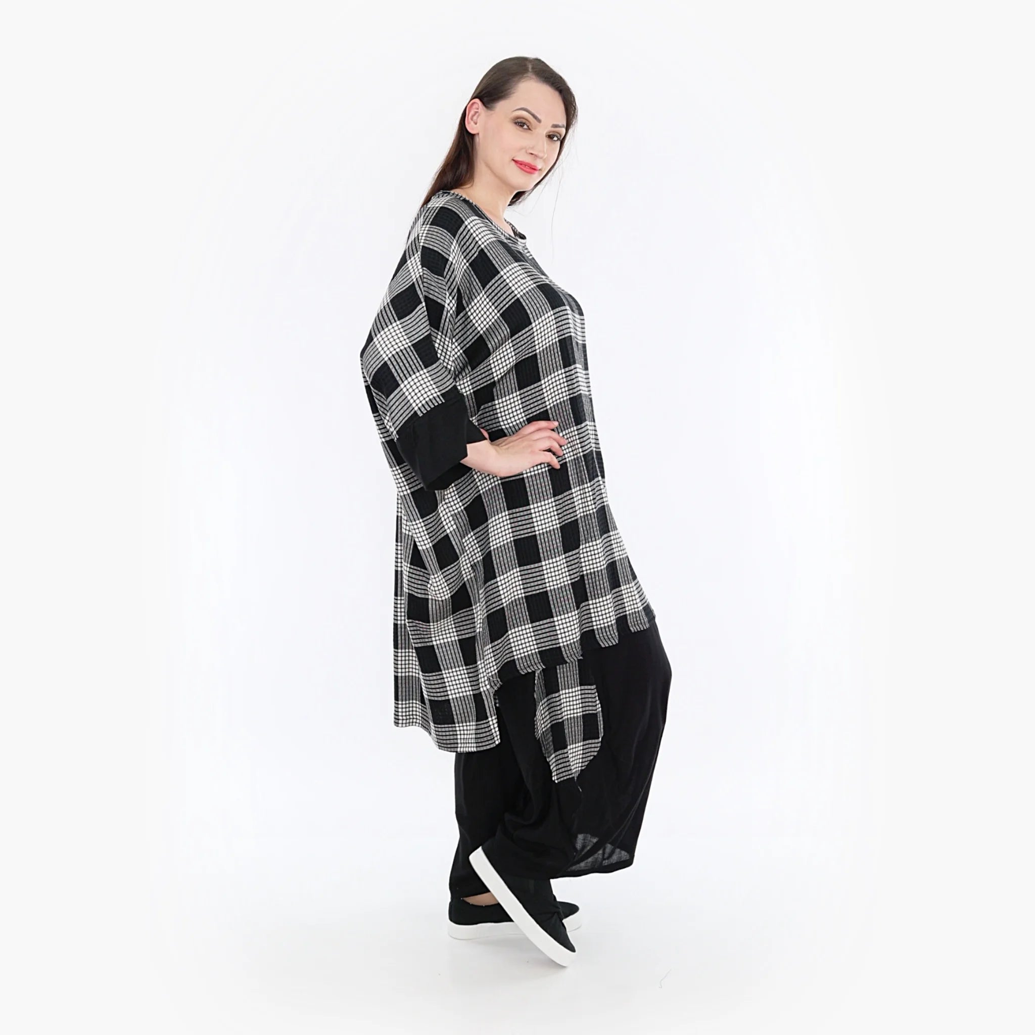  AKH Fashion Bigshirt in kastiger Form, aus Viskose, 1269.06925, Grau-Weiß-Schwarz, Schick