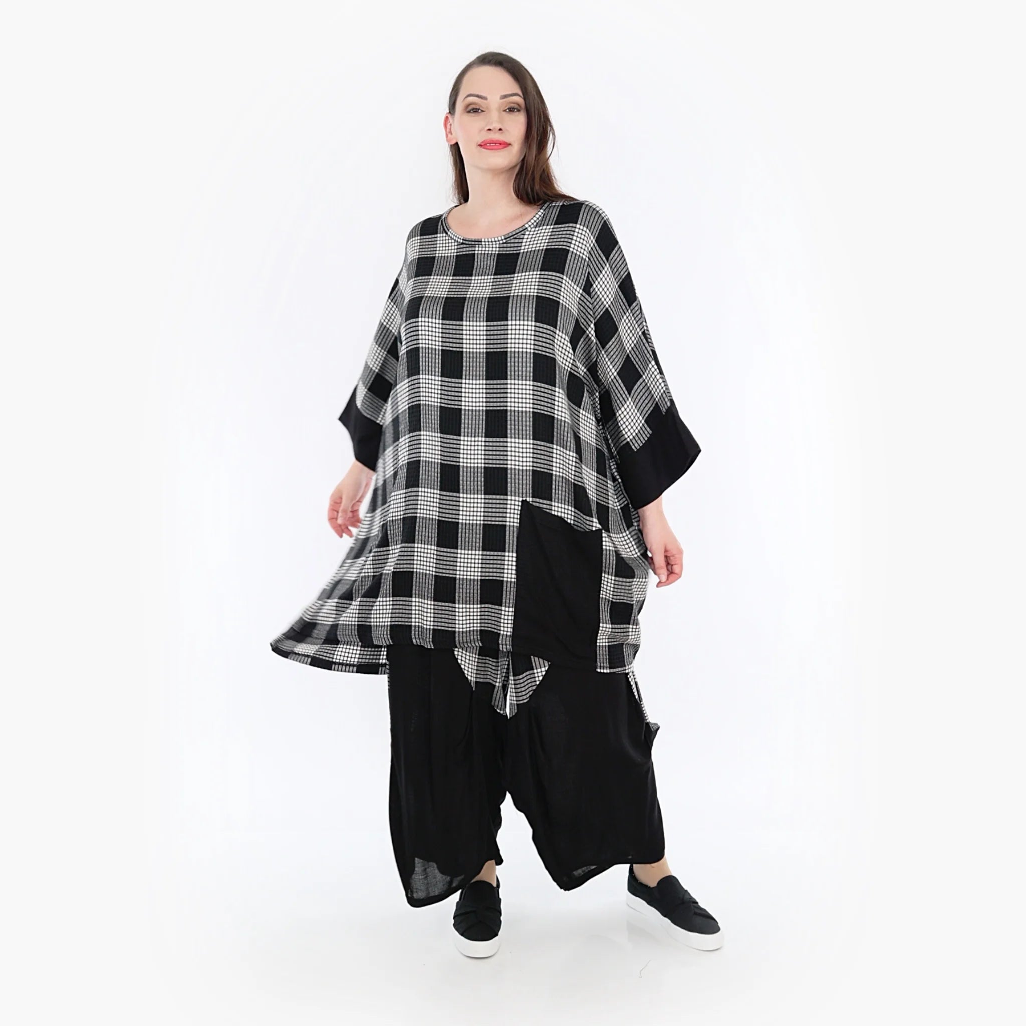  AKH Fashion Bigshirt in kastiger Form, aus Viskose, 1269.06925, Grau-Weiß-Schwarz, Schick