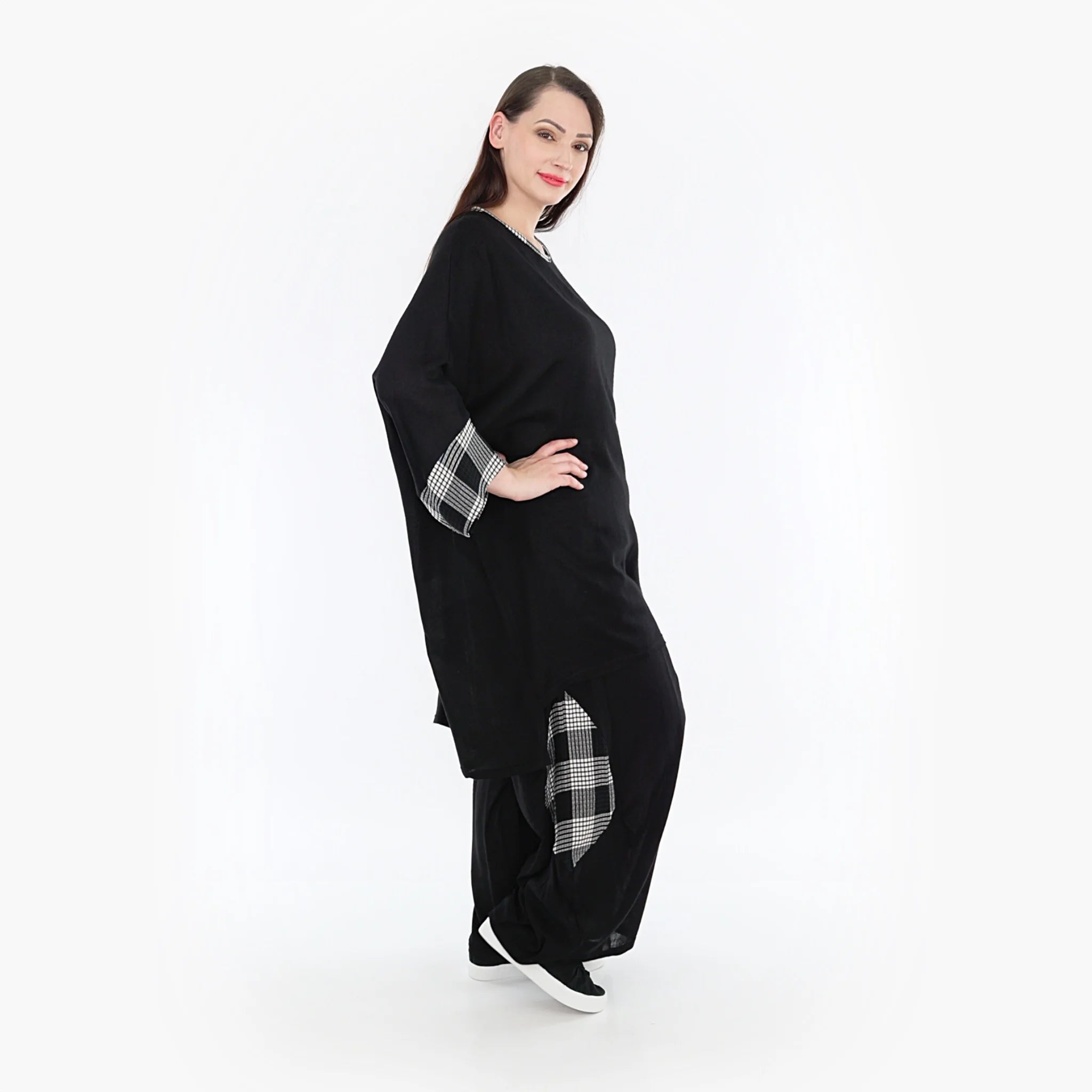  AKH Fashion Bigshirt in kastiger Form, aus Viskose, 1269.06925, Schwarz-Grau-Weiß, Schick