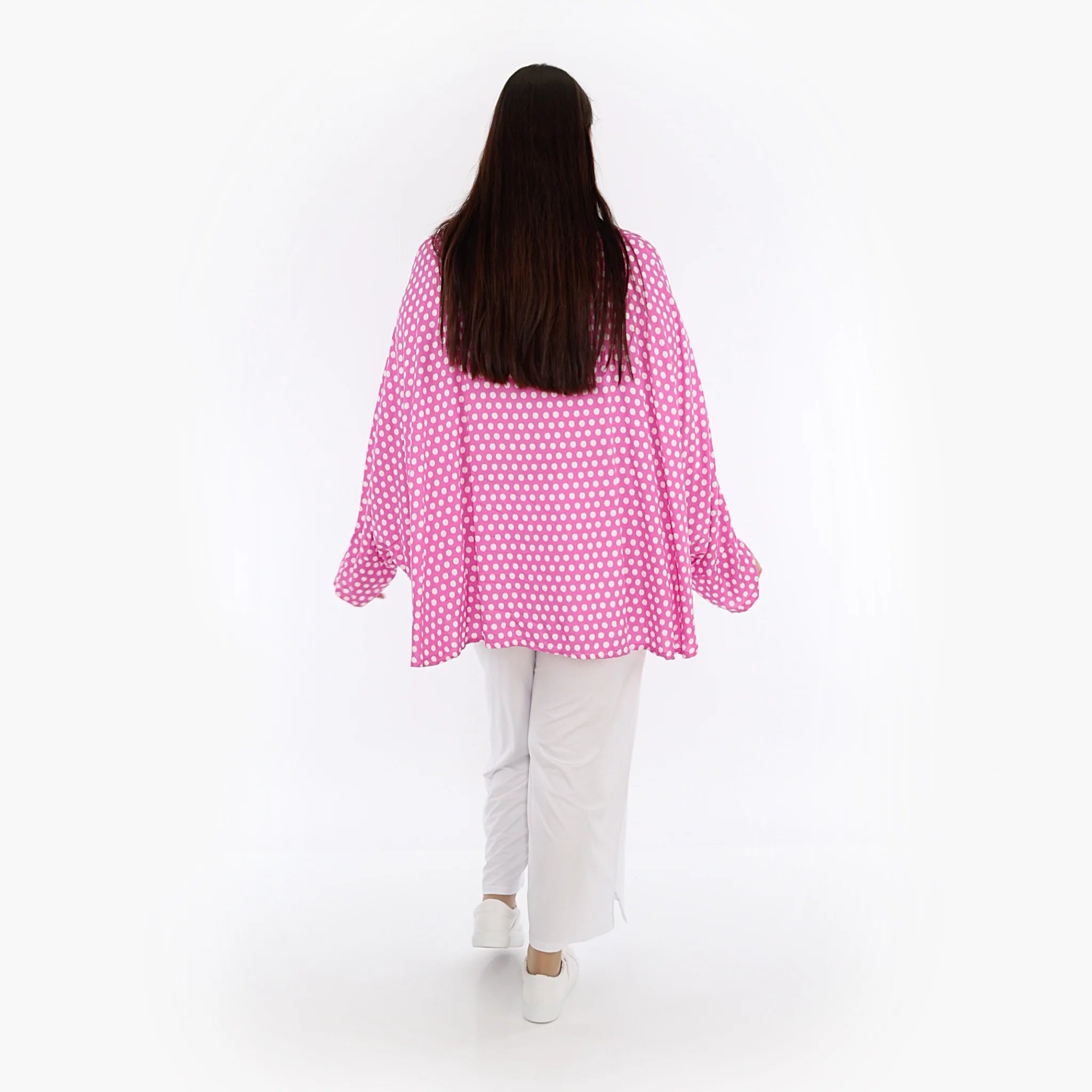  AKH Fashion Jacke in gerundeter Form, aus Viskose, 1273.00140, Pink-Weiß, Schick, Modern