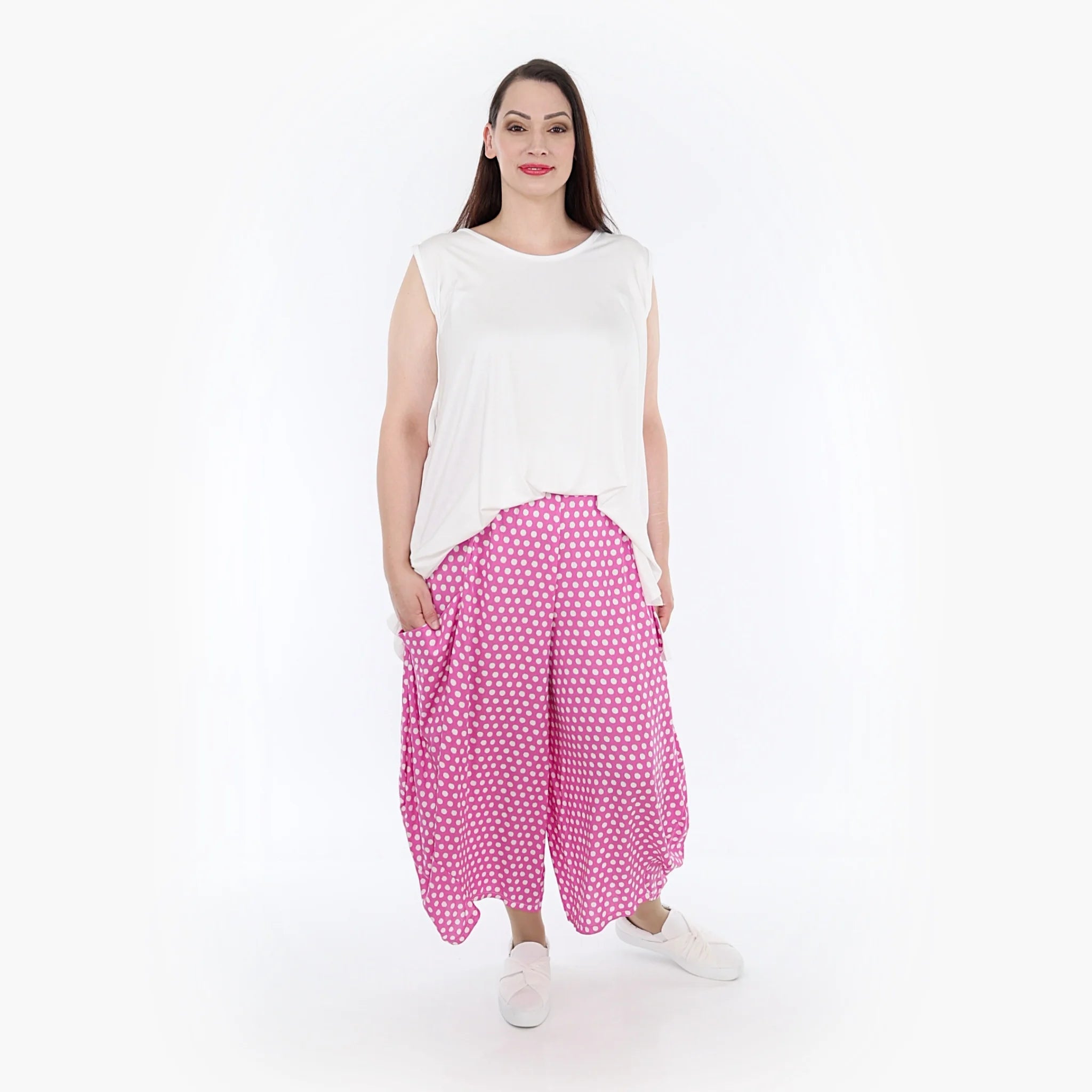  Ballonhose von AKH Fashion aus Viskose, 1273.08069, Pink-Weiß, Unifarben, Schick, Modern