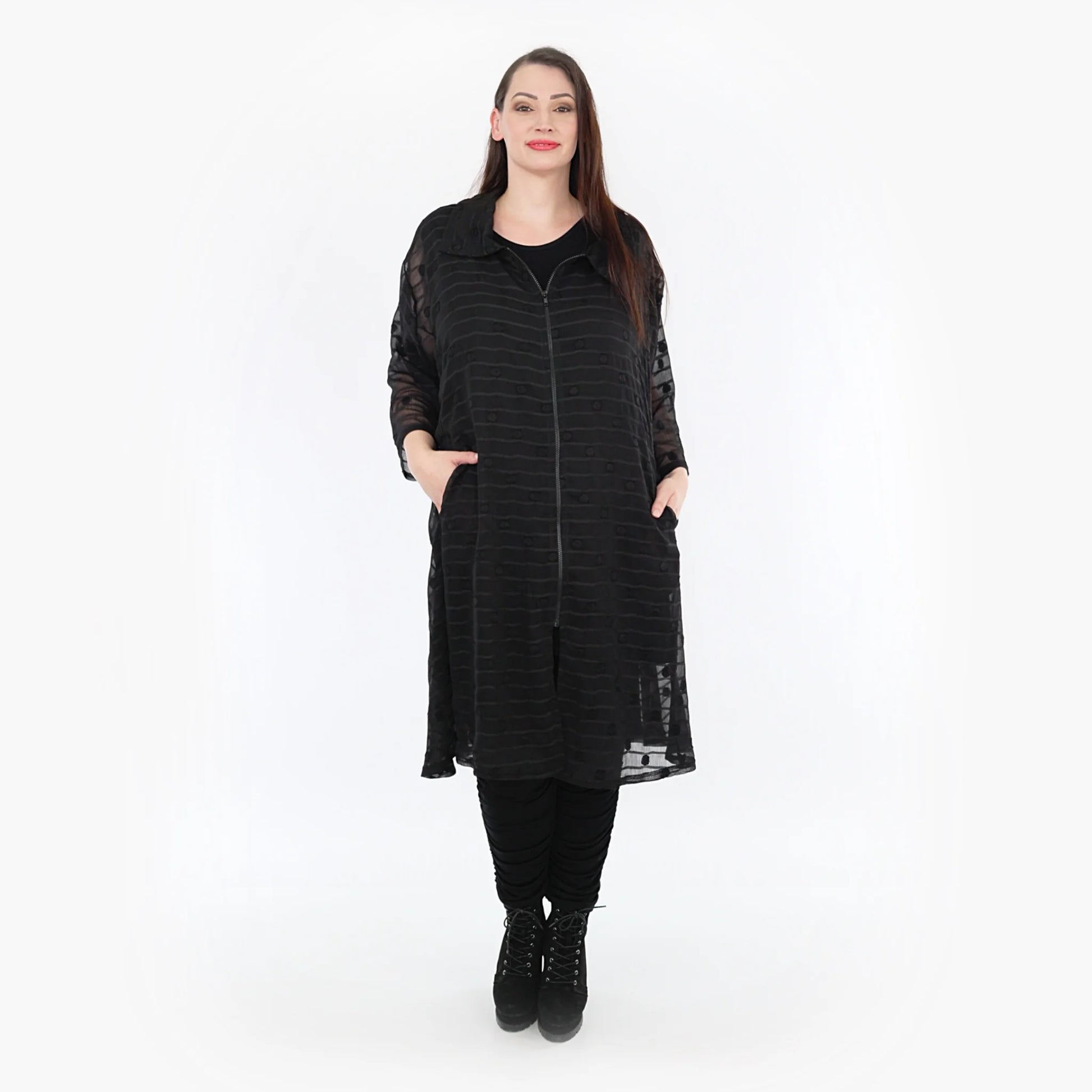  A-Form Bluse von AKH Fashion aus Materialmix, 1316.06606, Schwarz, Streifen, Ausgefallen