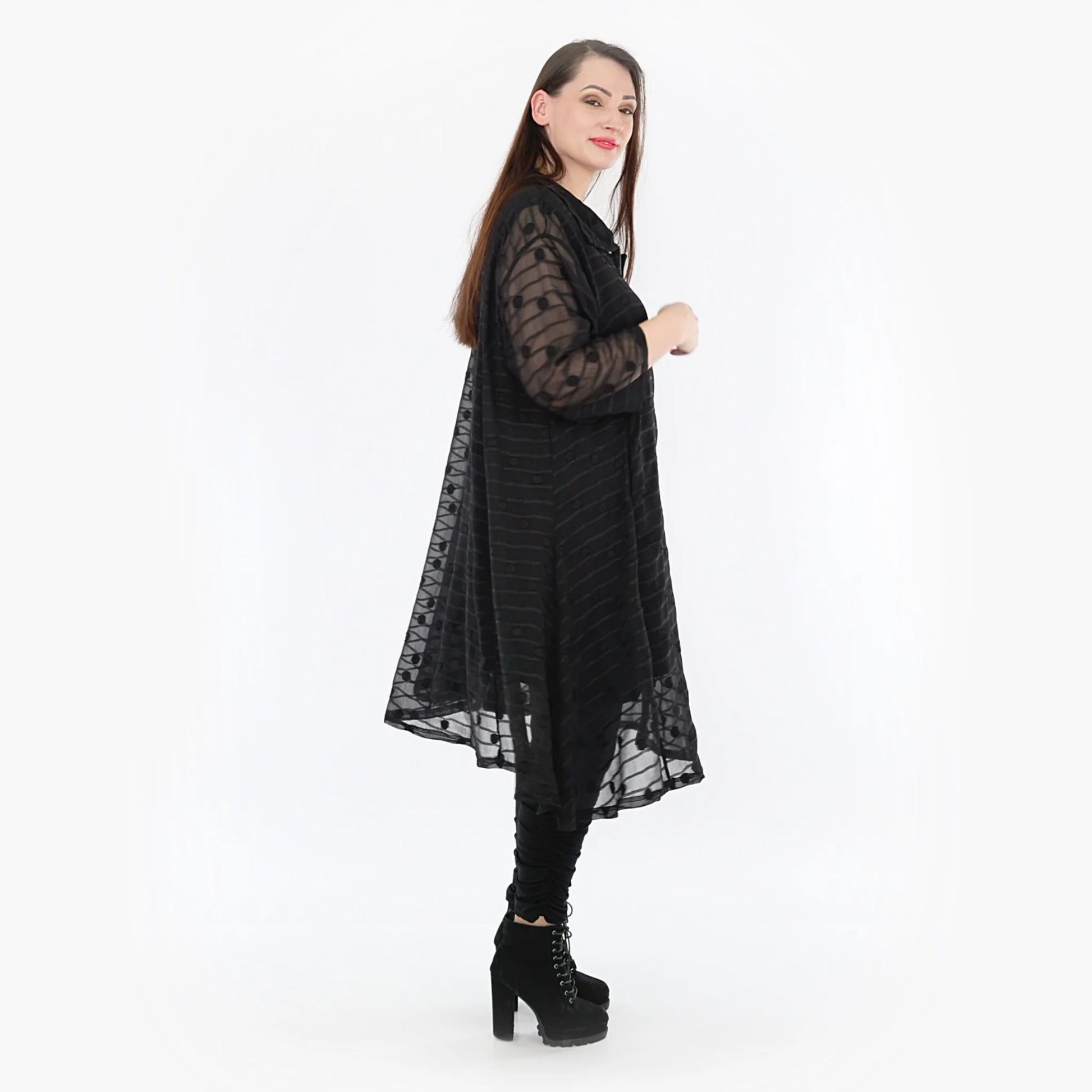  A-Form Bluse von AKH Fashion aus Materialmix, 1316.06606, Schwarz, Streifen, Ausgefallen