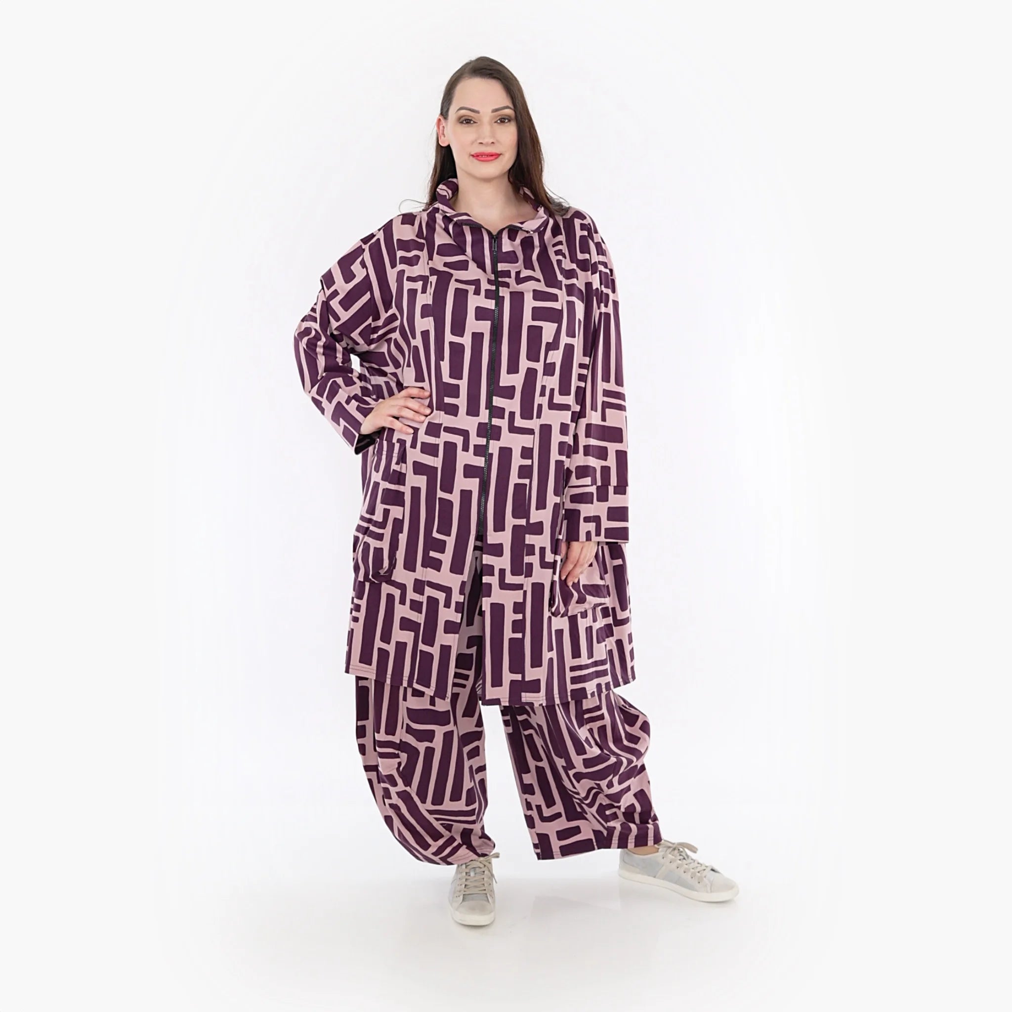  AKH Fashion Mantel in Vokuhila-Form, aus Viskose, 1318.02276, Beere-Rosa, Schick, Modern